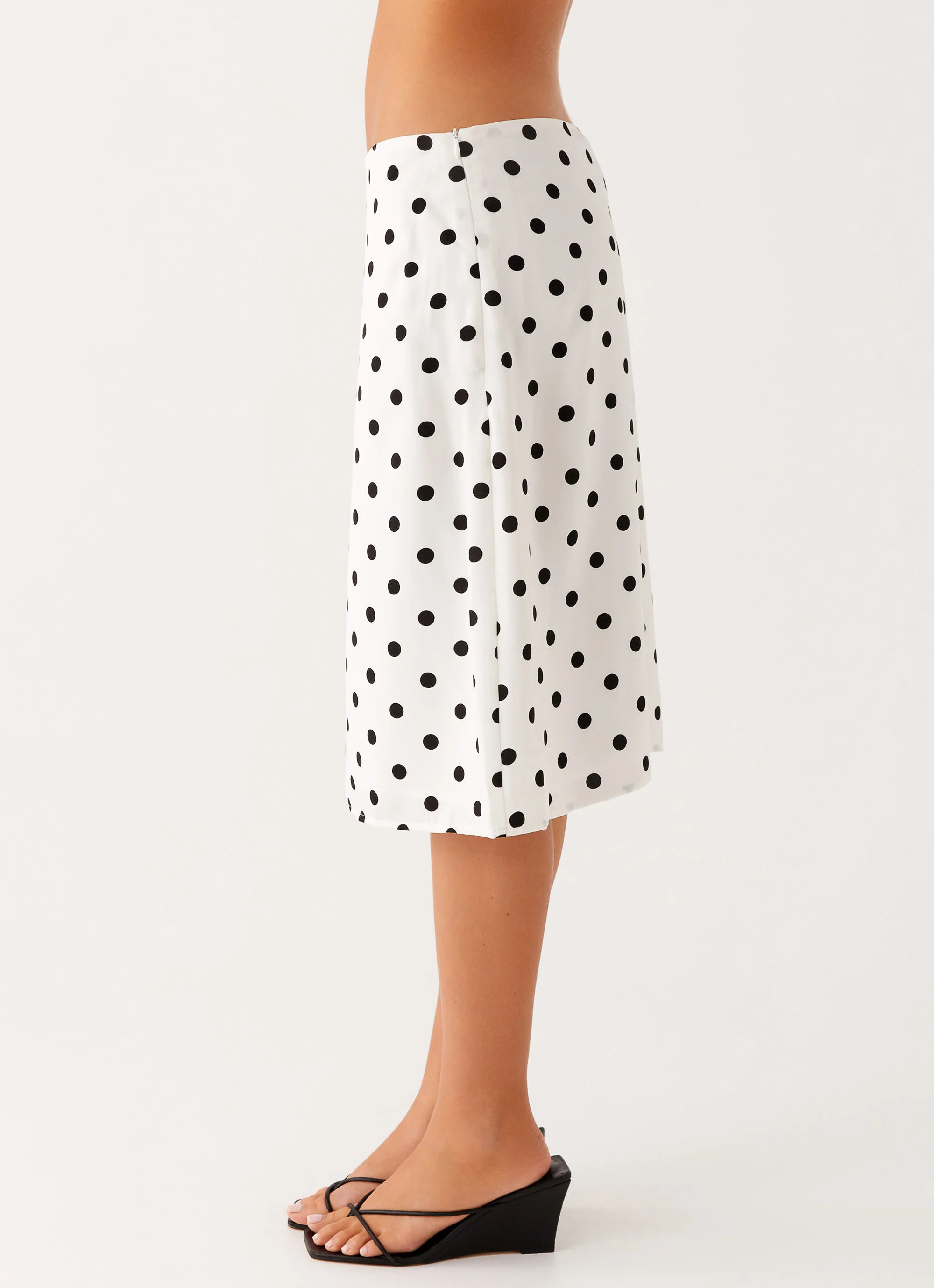 Evoke Chiffon Midi Skirt - White Polka Dot - Image 4