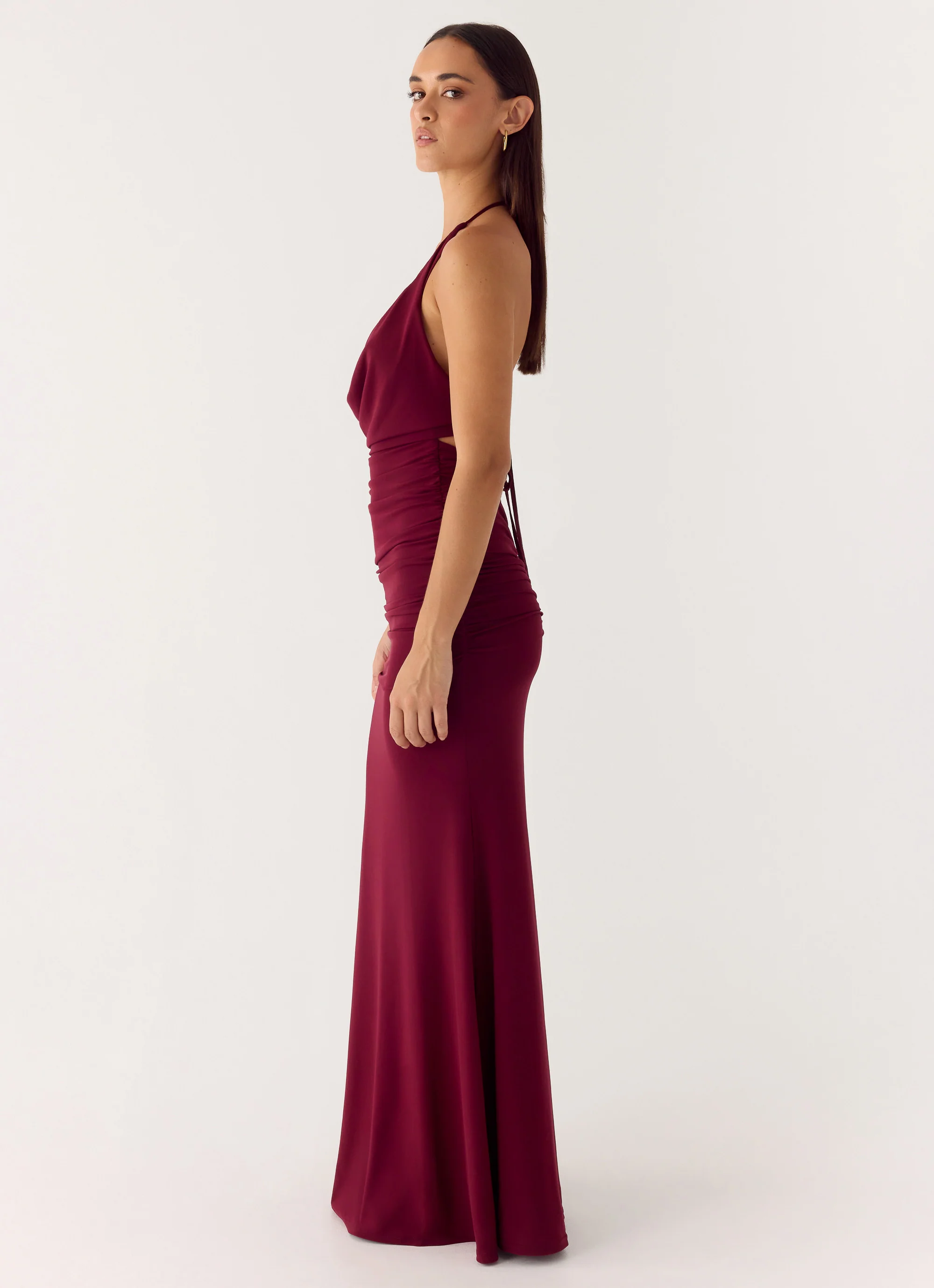 Eyes Closed Maxi Dress - Dark Cherry - Image 2