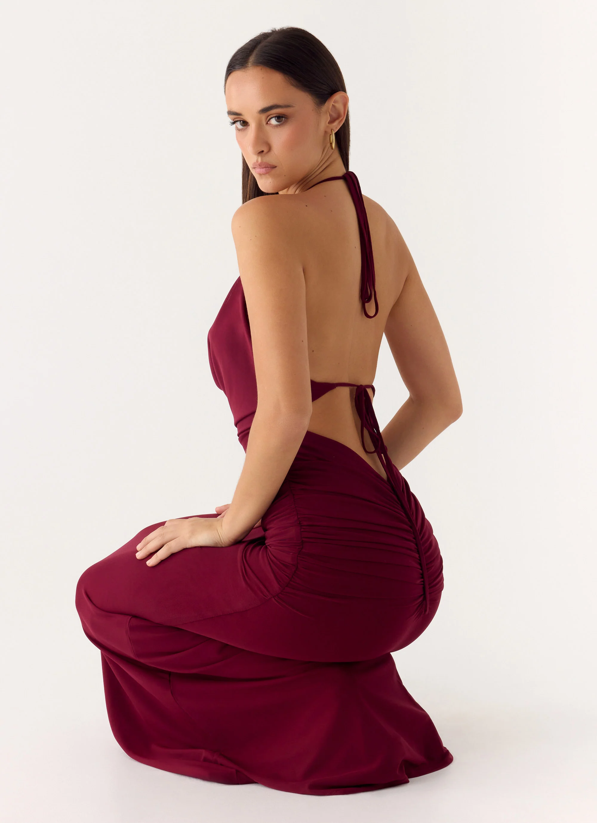 Eyes Closed Maxi Dress - Dark Cherry - Image 6