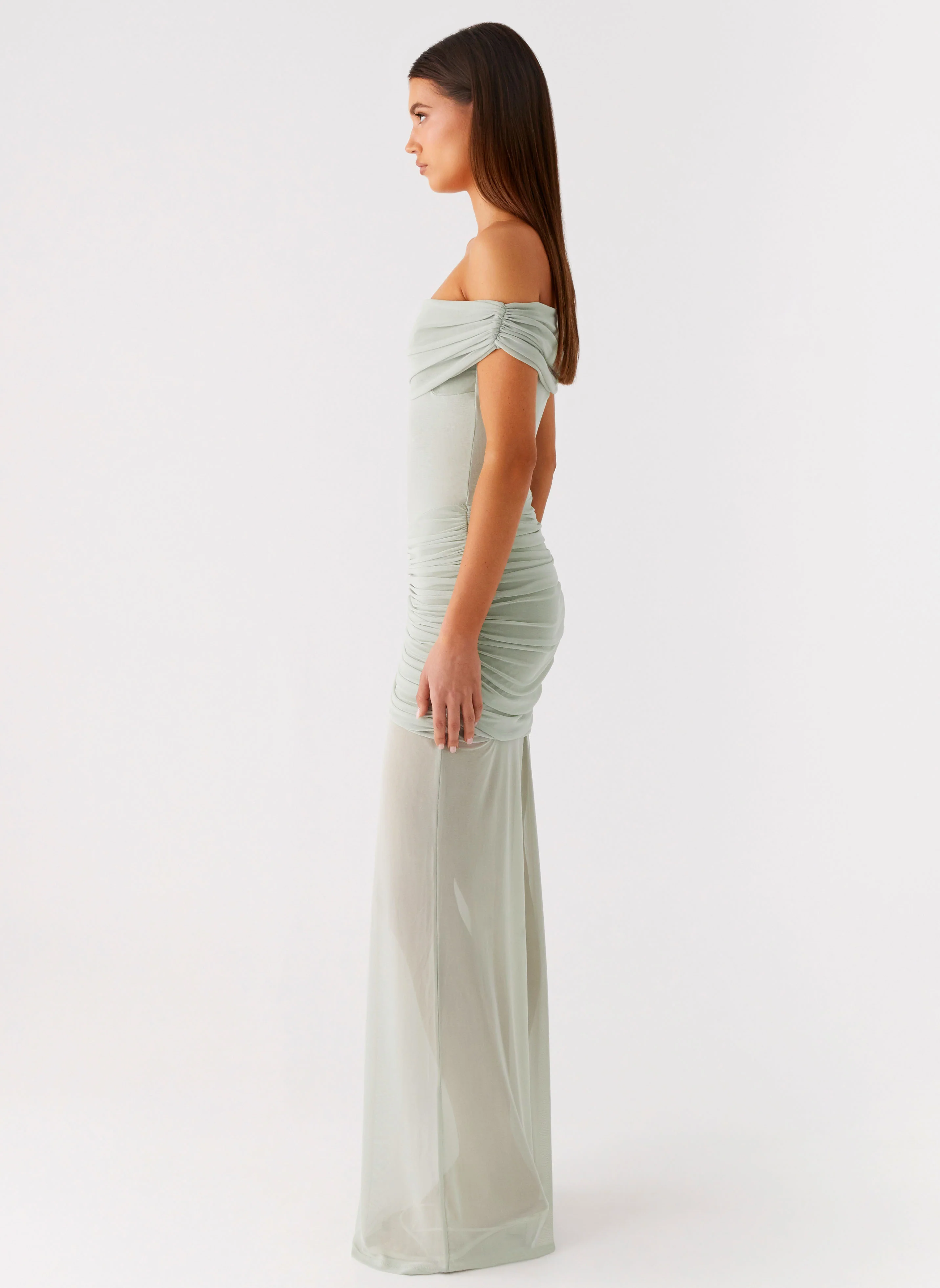 Eyllin Off Shoulder Maxi Dress - Sage - Image 3