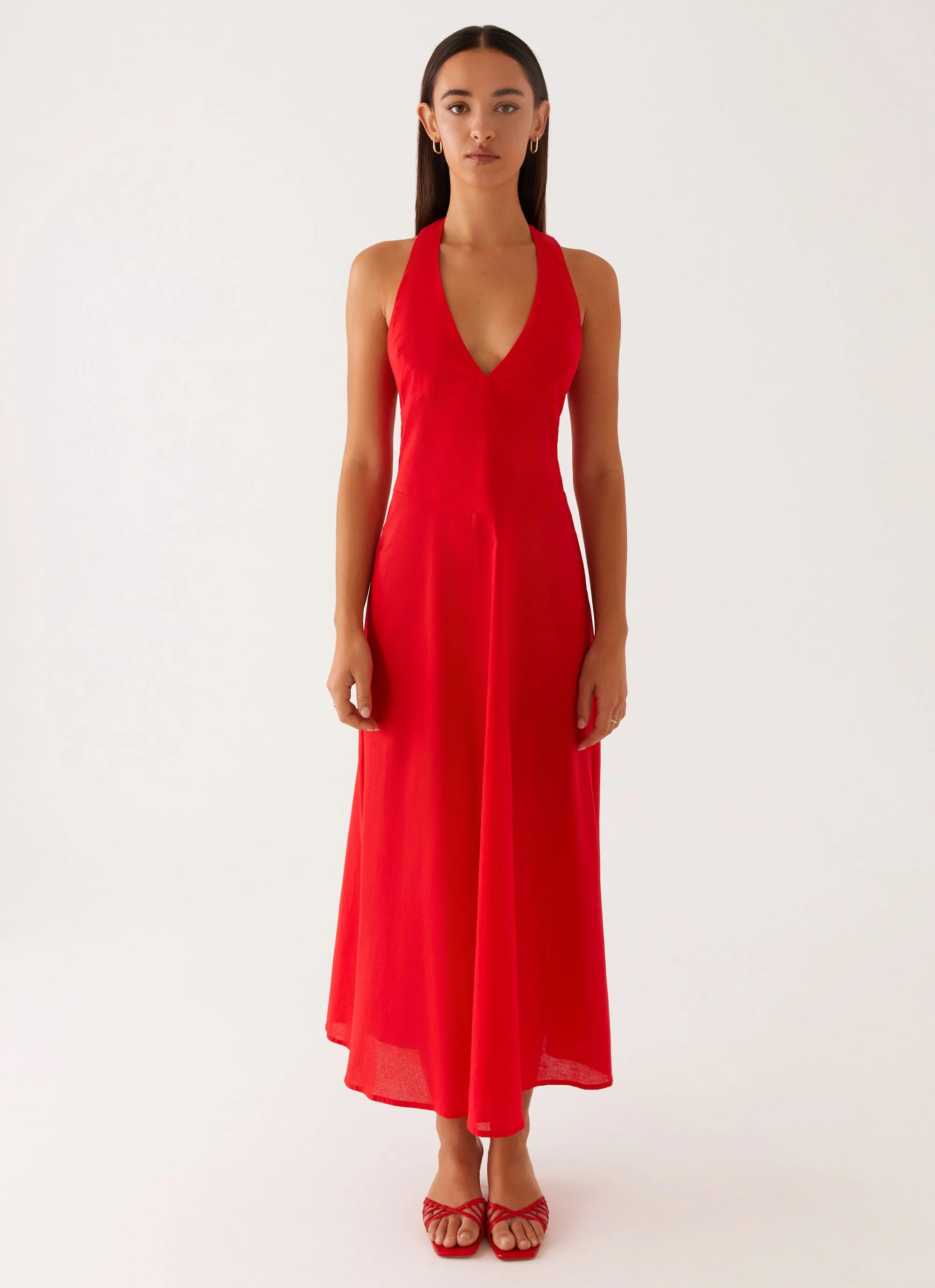 Falling For You Midi Dress - Red - Image 3