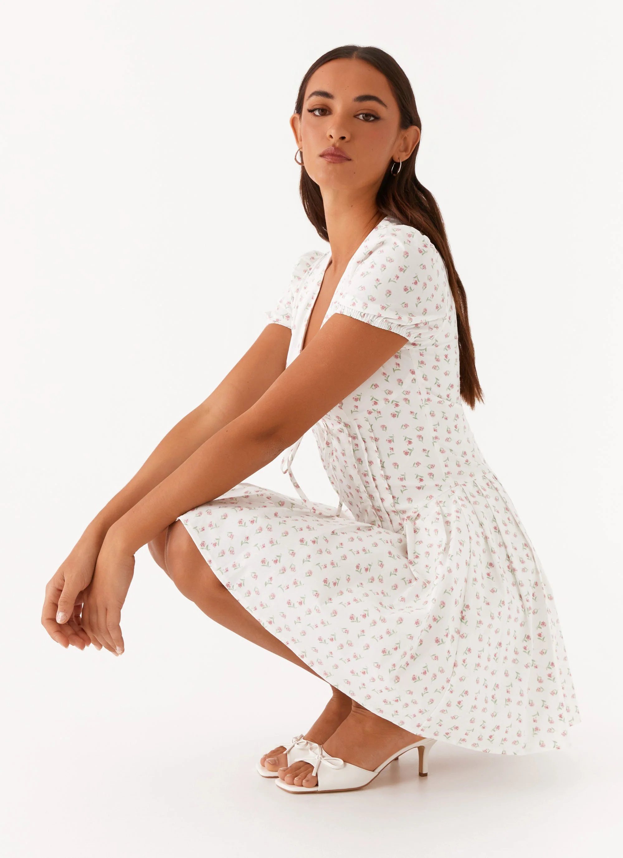 Falling Water Mini Dress - White Floral - Image 5