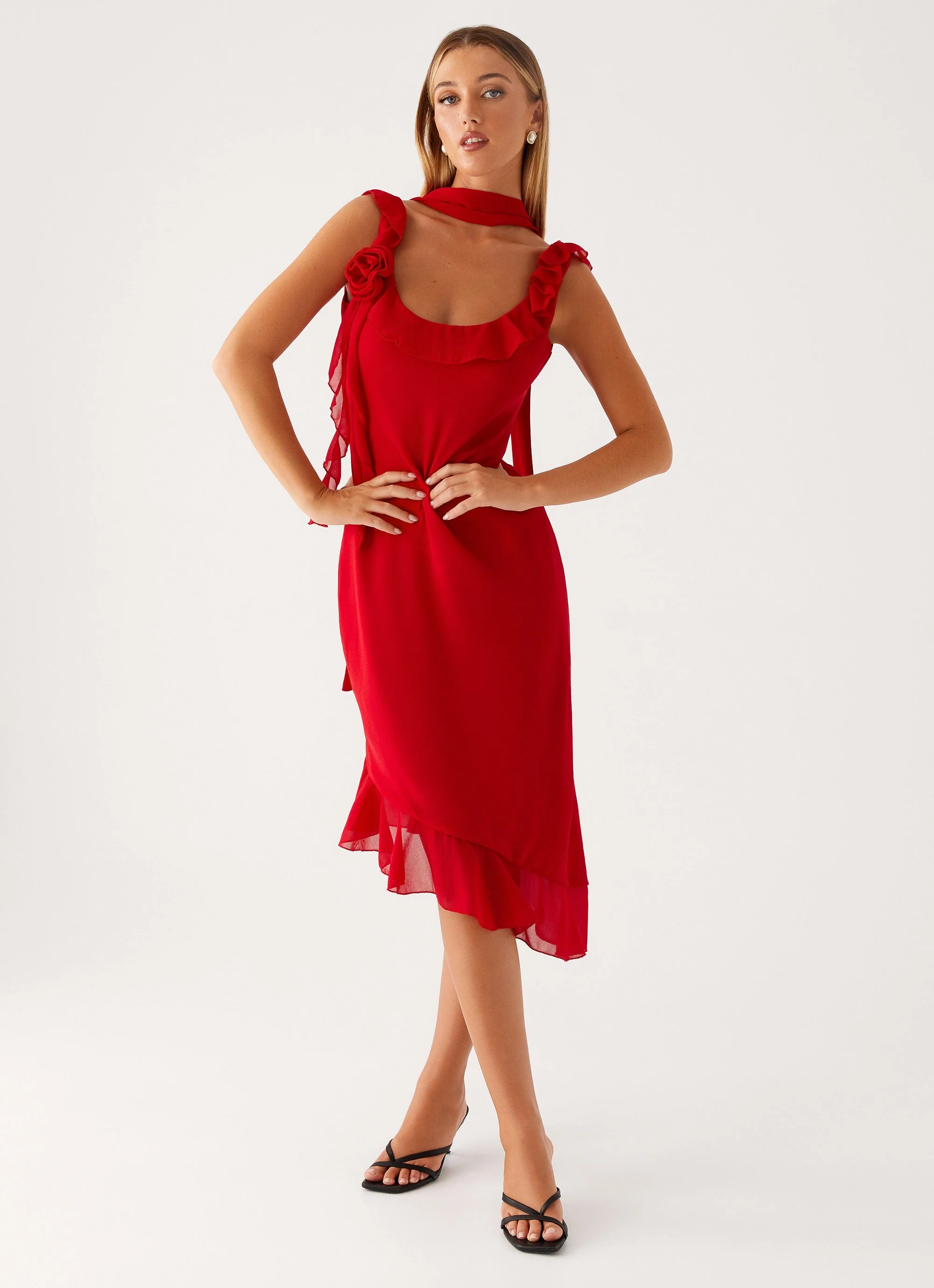 Fariday Midi Dress - Red - Image 4