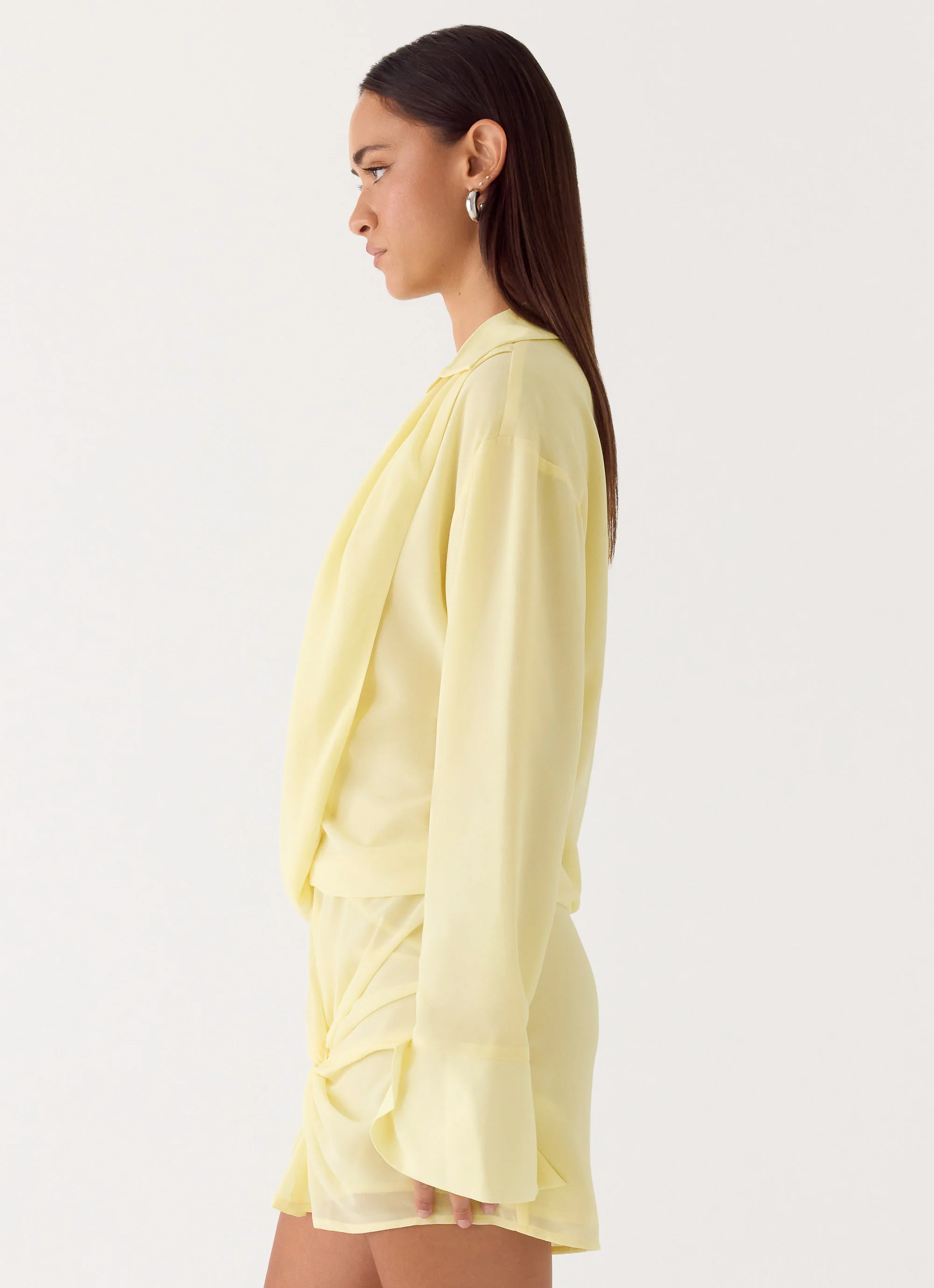 Farretti Shirt Mini Dress - Pale Yellow - Image 2