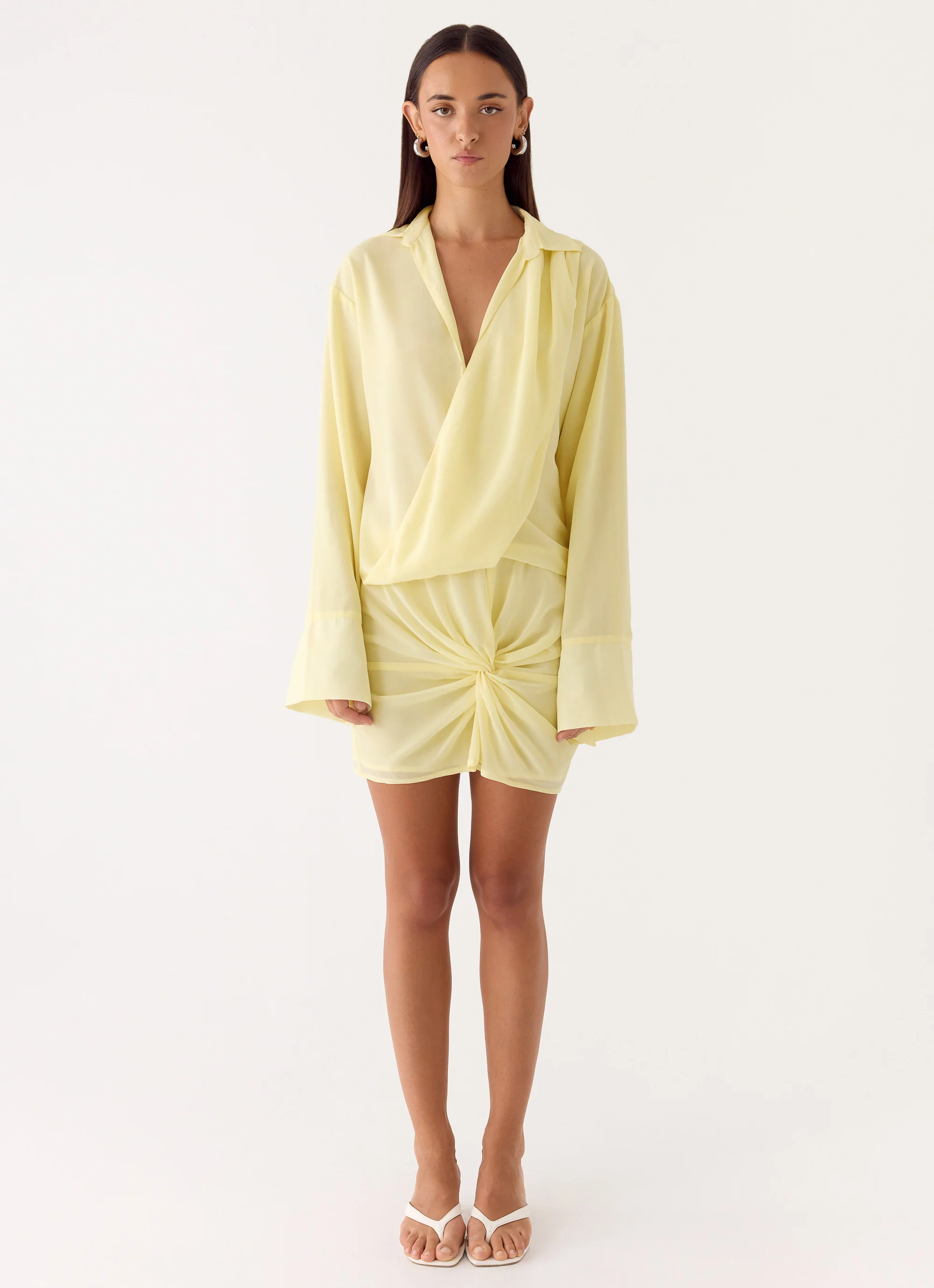 Farretti Shirt Mini Dress - Pale Yellow - Image 4