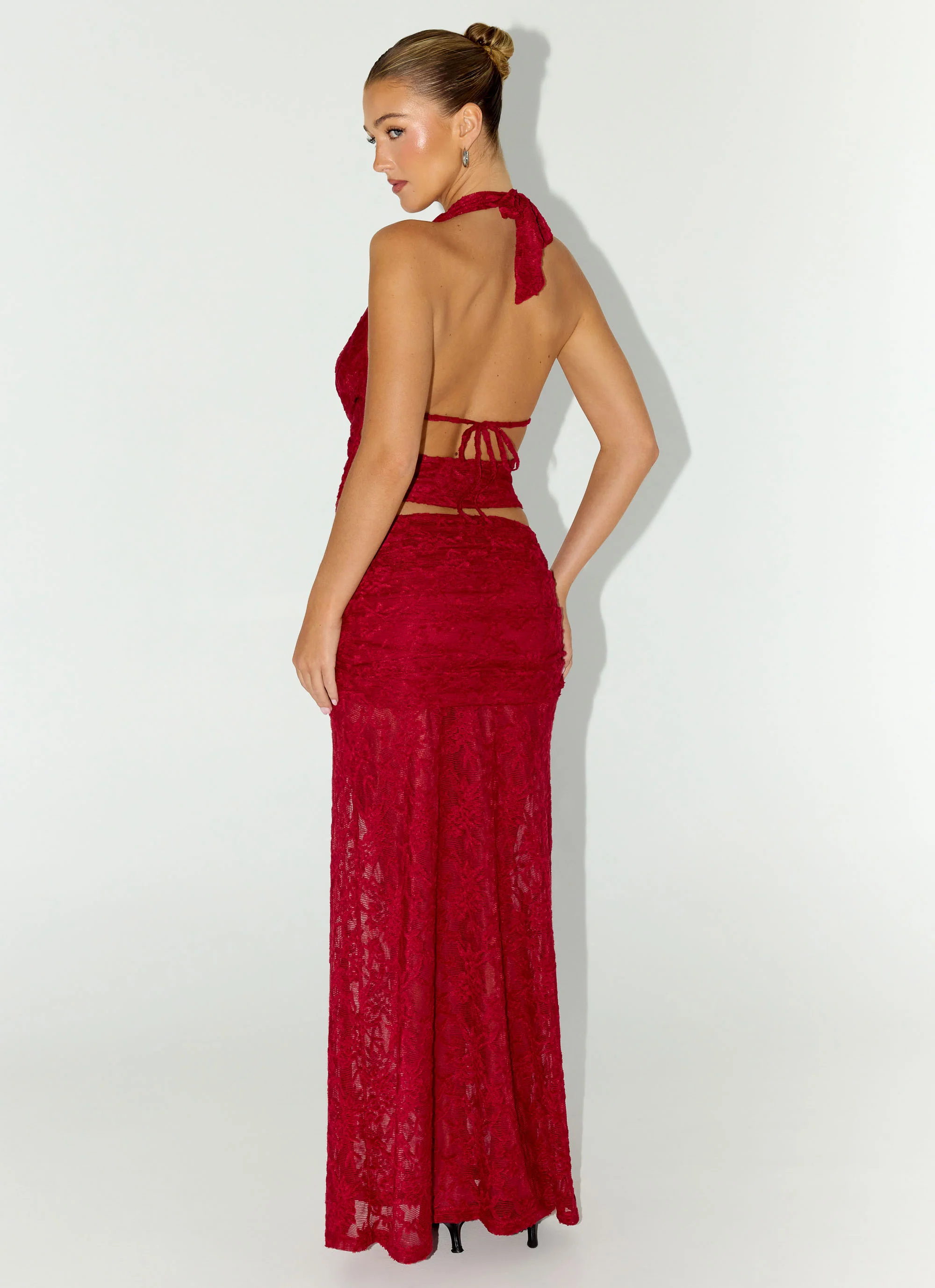 Farruko Jacquard Maxi Skirt - Dark Cherry - Image 4