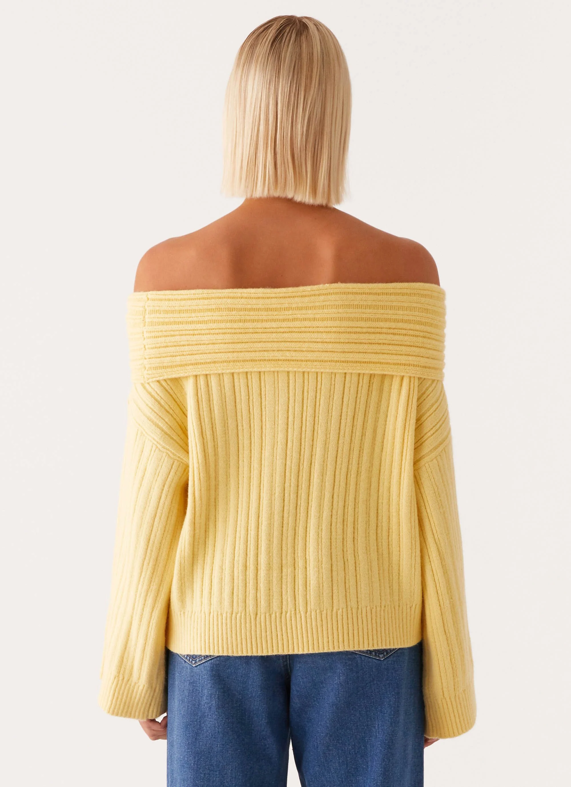 Federica Off Shoulder Knit - Lemon - Image 4