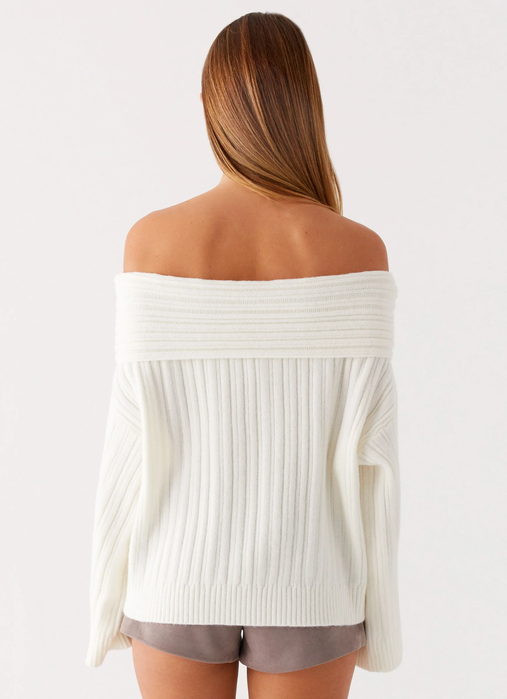 Federica Off Shoulder Knit - White - Image 3