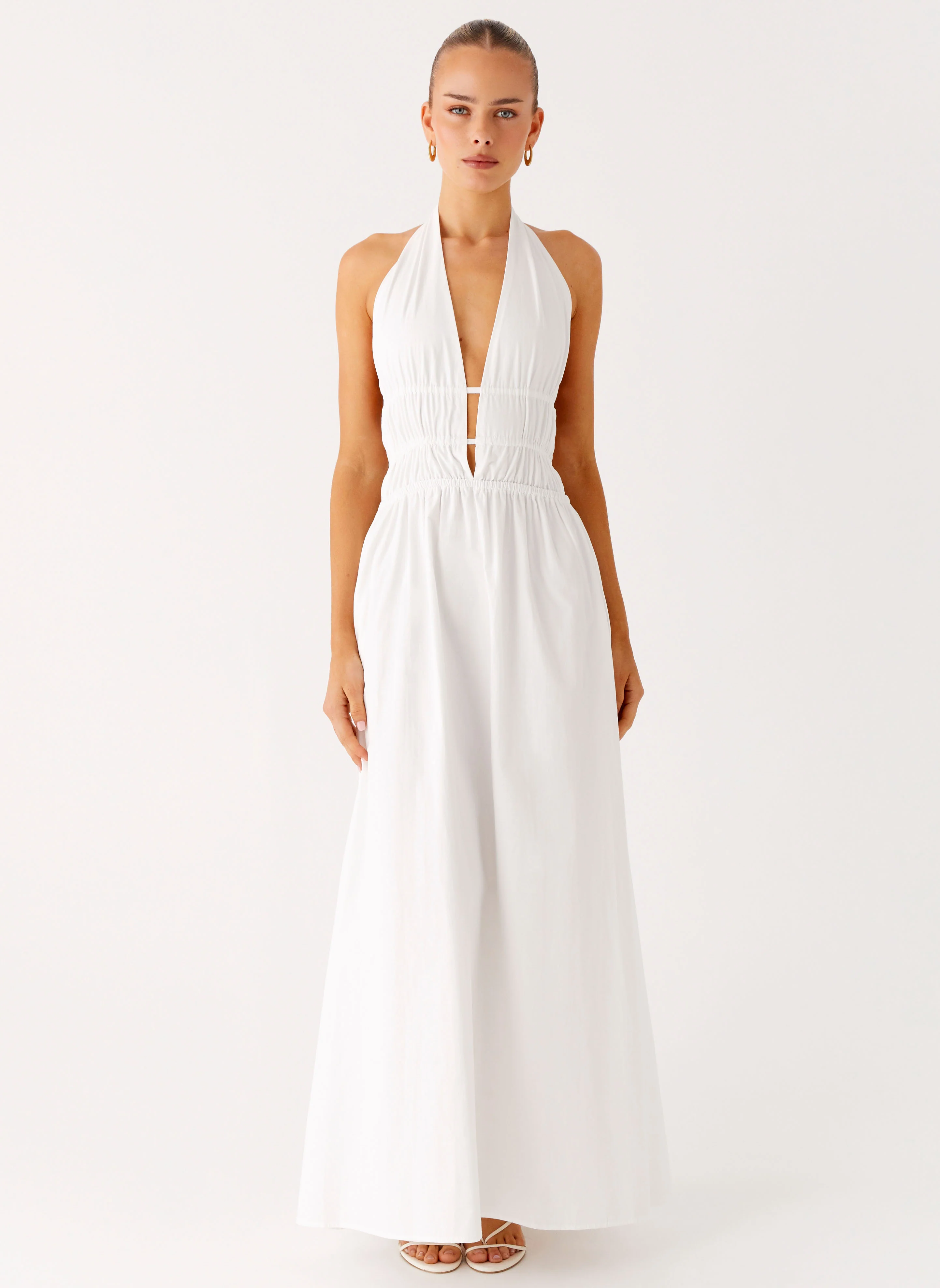 Figaro Halter Maxi Dress - White - Image 2