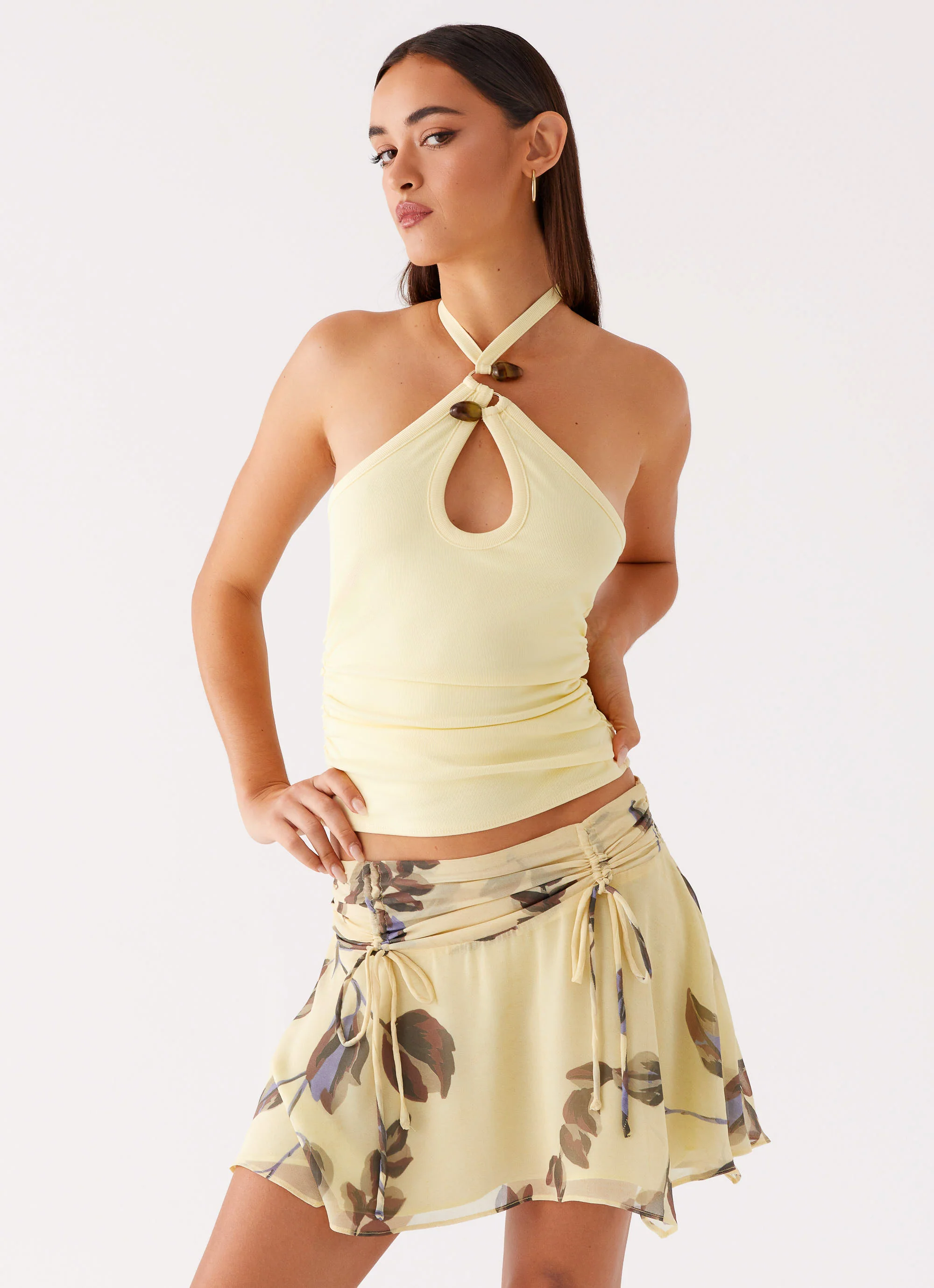 Fiore Asymmetrical Mini Skirt - Buttercream Bliss - Image 6