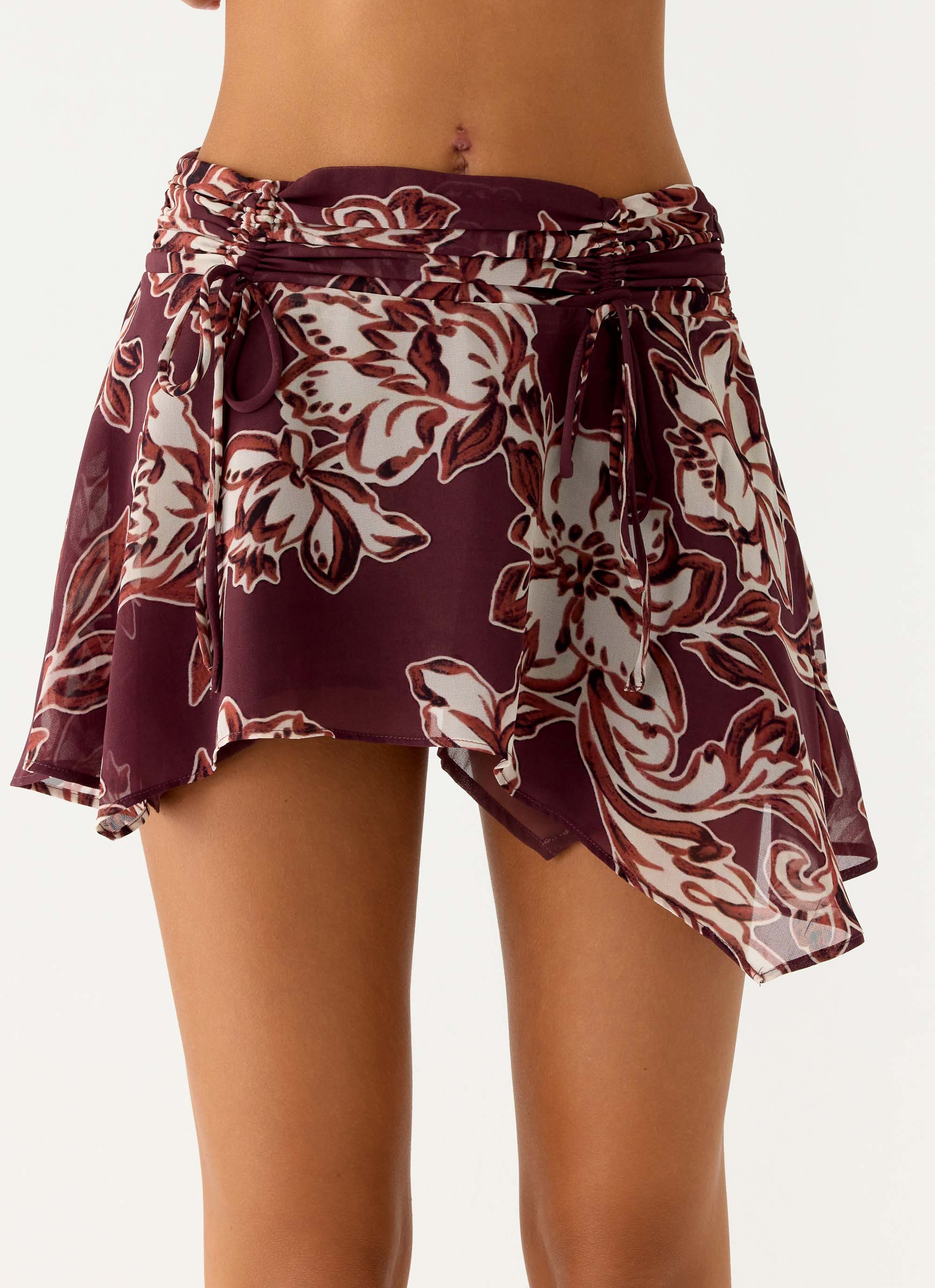 Fiore Asymmetrical Mini Skirt - Espresso Meadow - Image 5