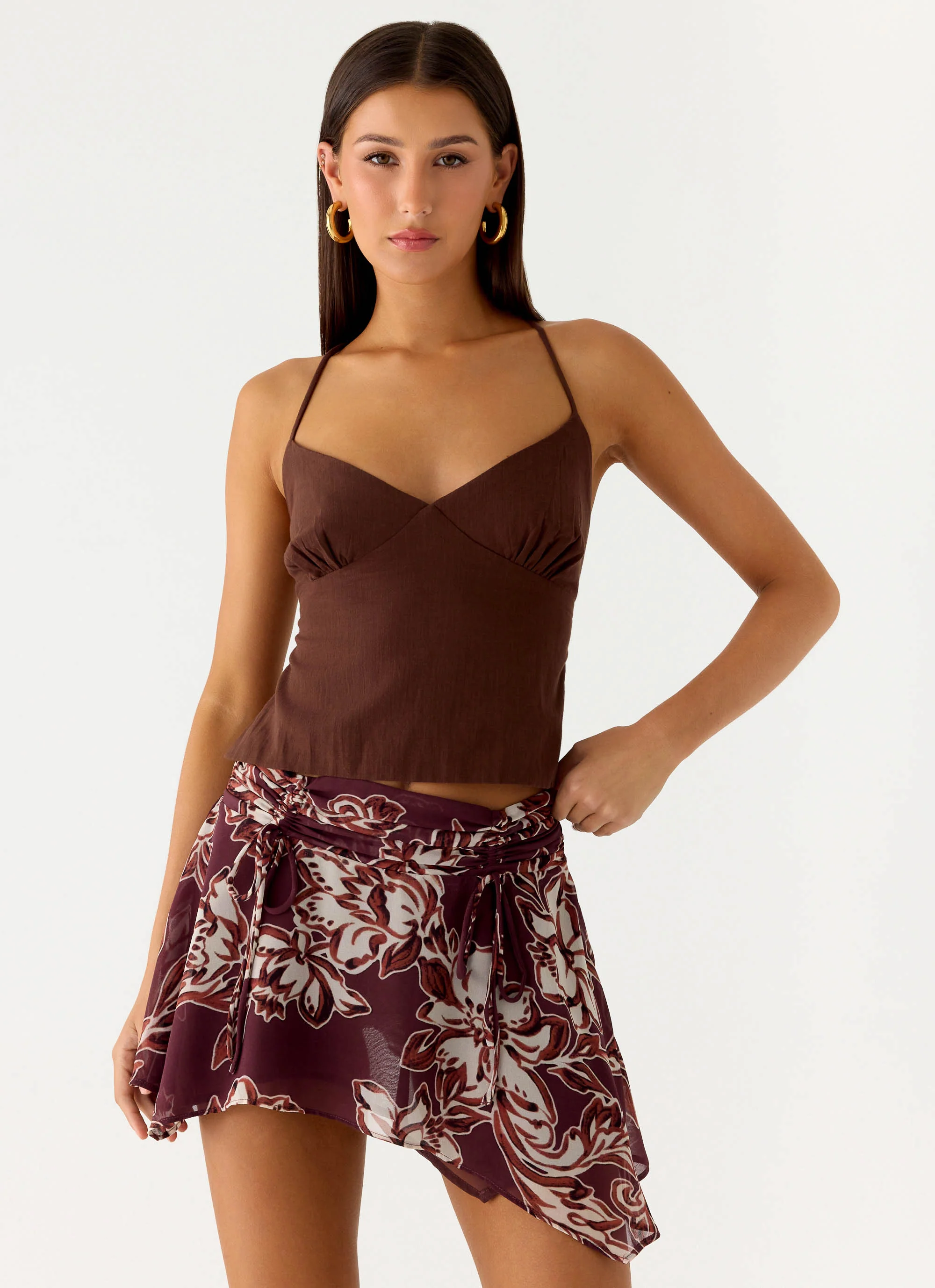 Fiore Asymmetrical Mini Skirt - Espresso Meadow - Image 6