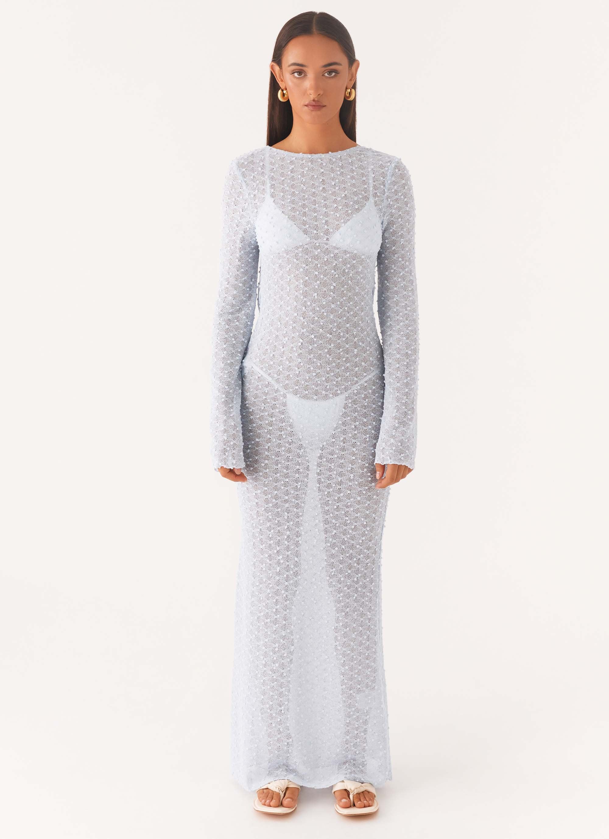 Flirty Knitted Maxi Dress - Blue - Image 2