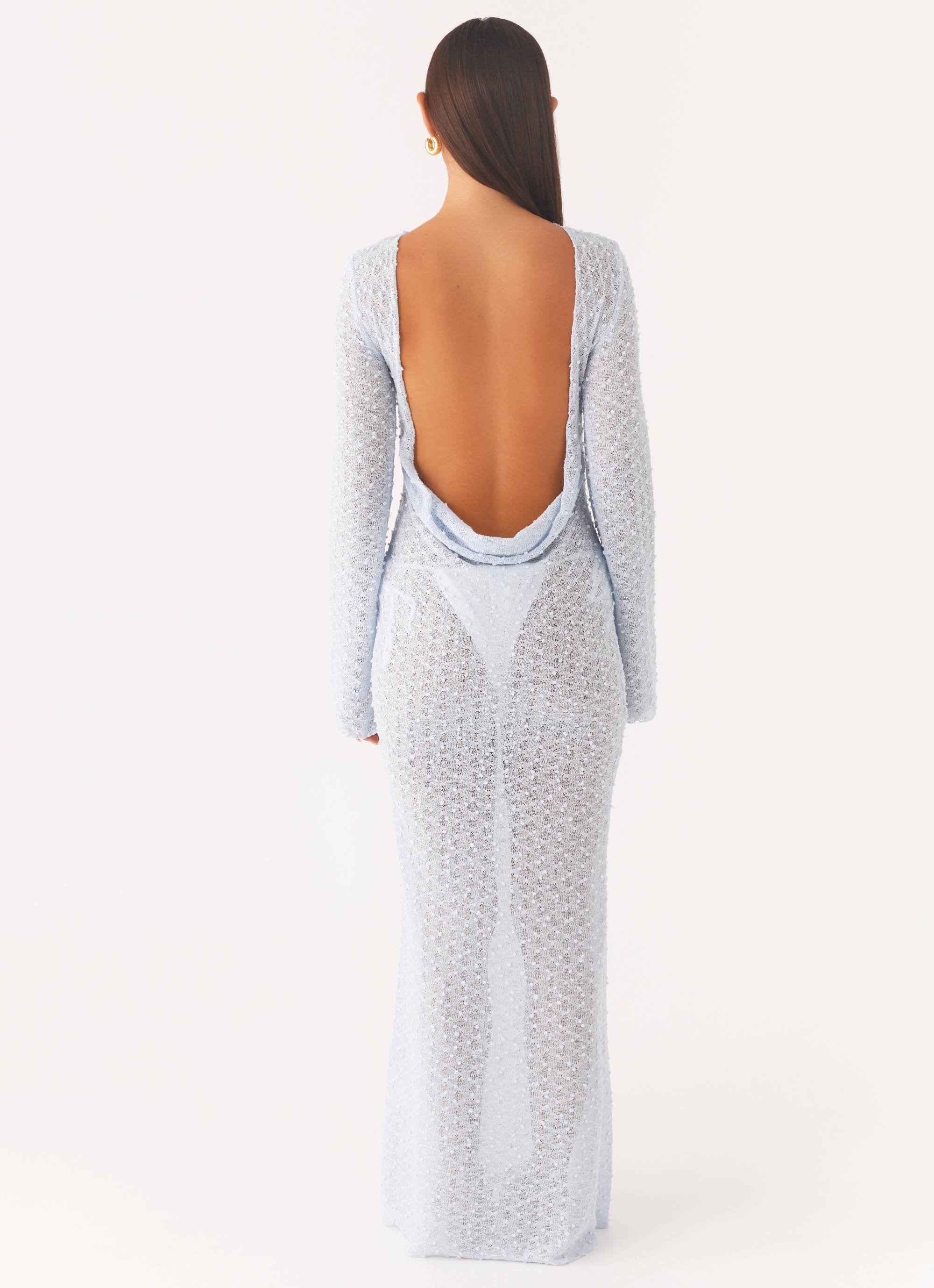 Flirty Knitted Maxi Dress - Blue - Image 4