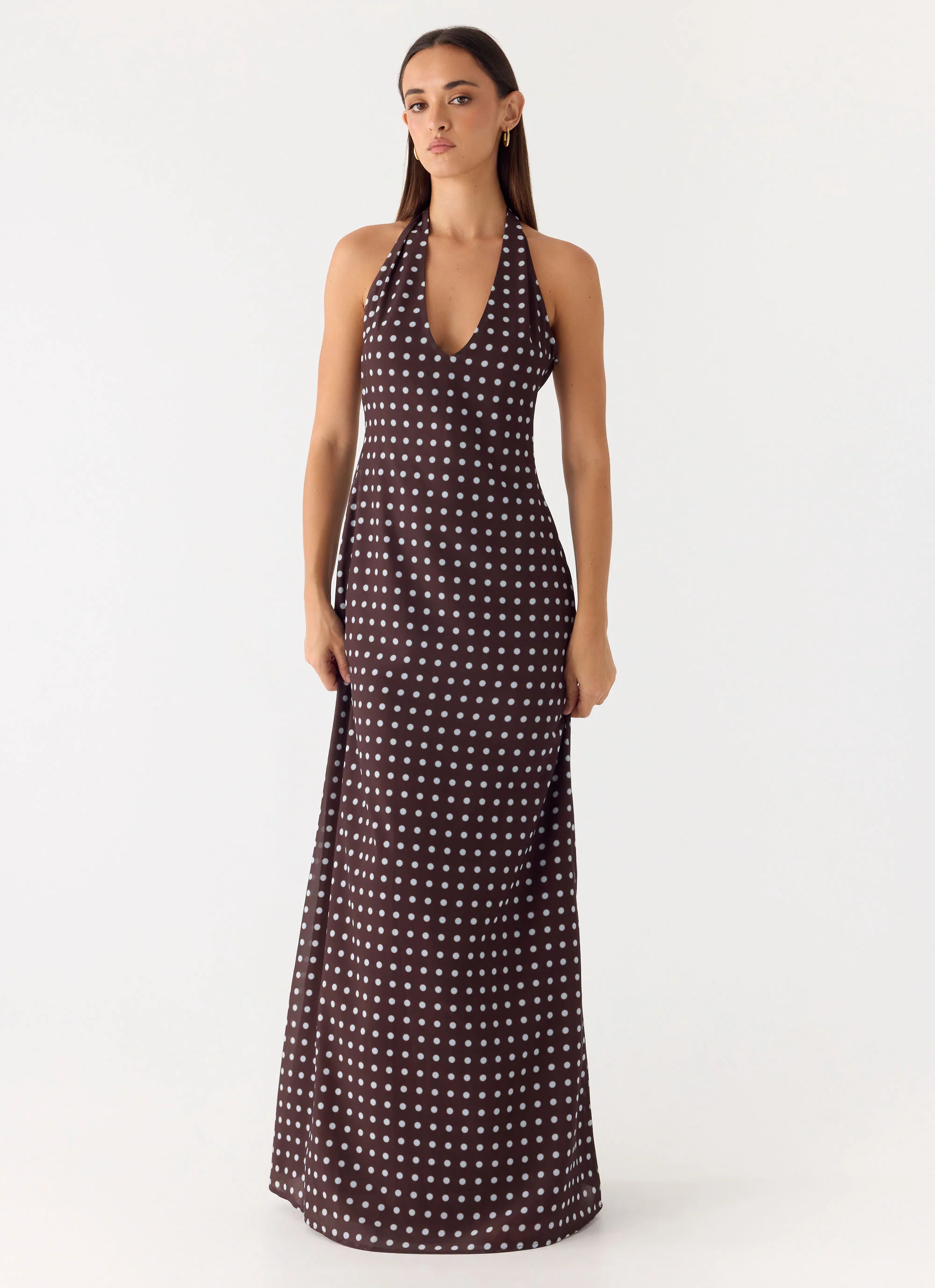 Float Away Maxi Dress - Chocolate Blue Dot - Image 6