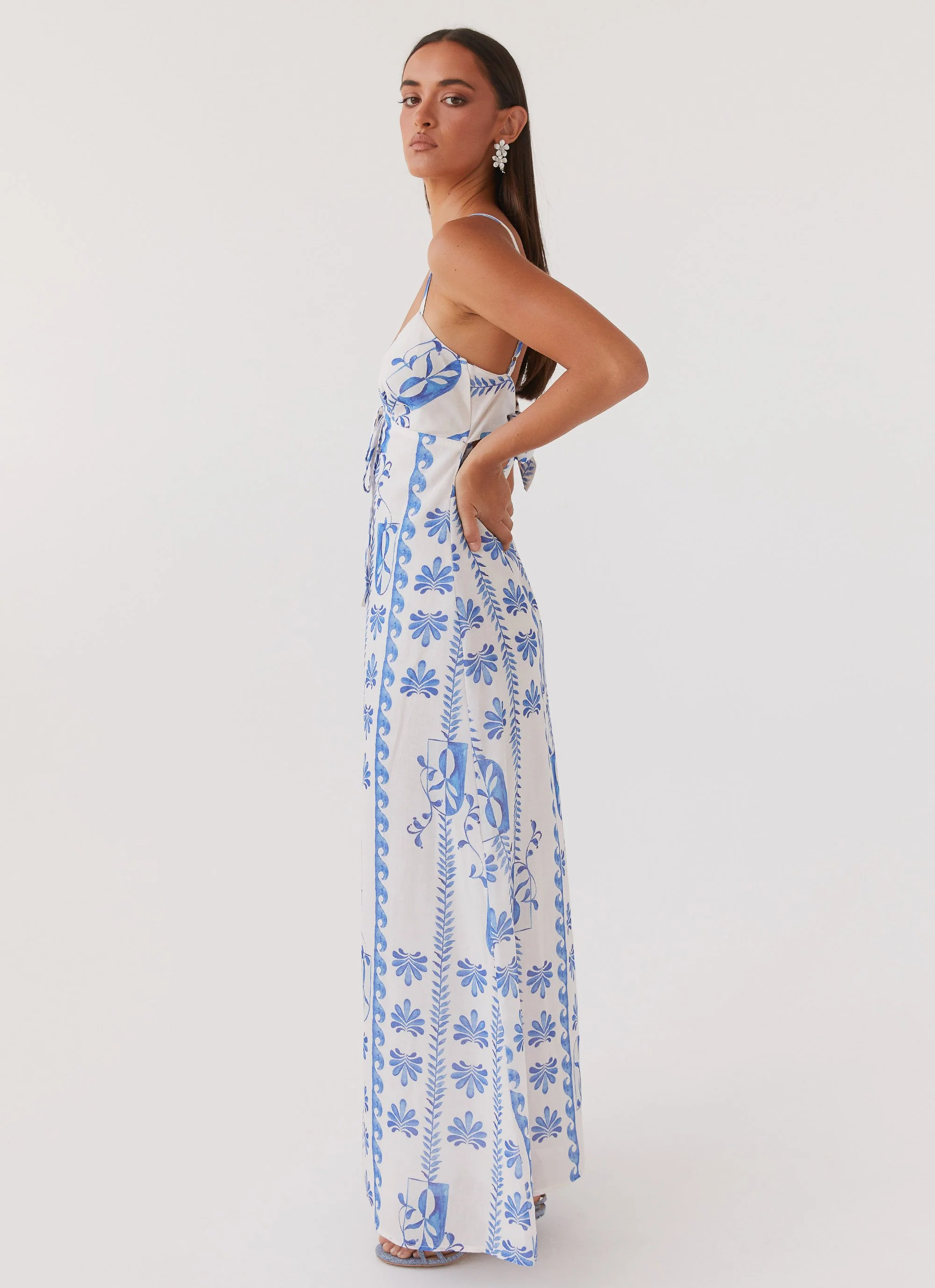 Flora Linen Maxi Dress - Floral Wave - Image 3