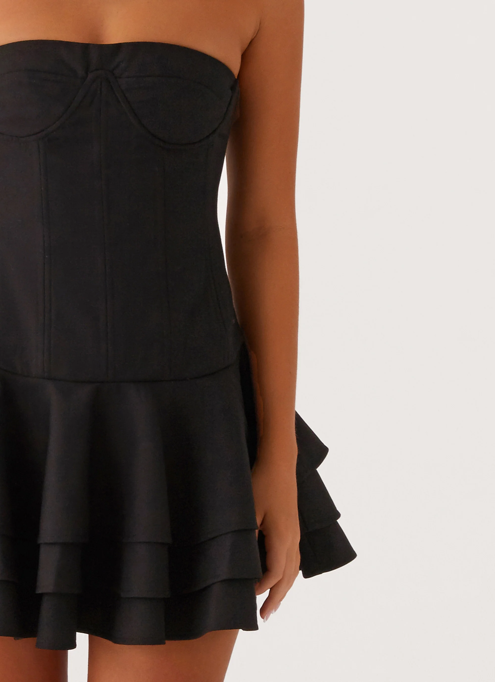 Floriana Ruffle Corset Mini Dress - Black - Image 6