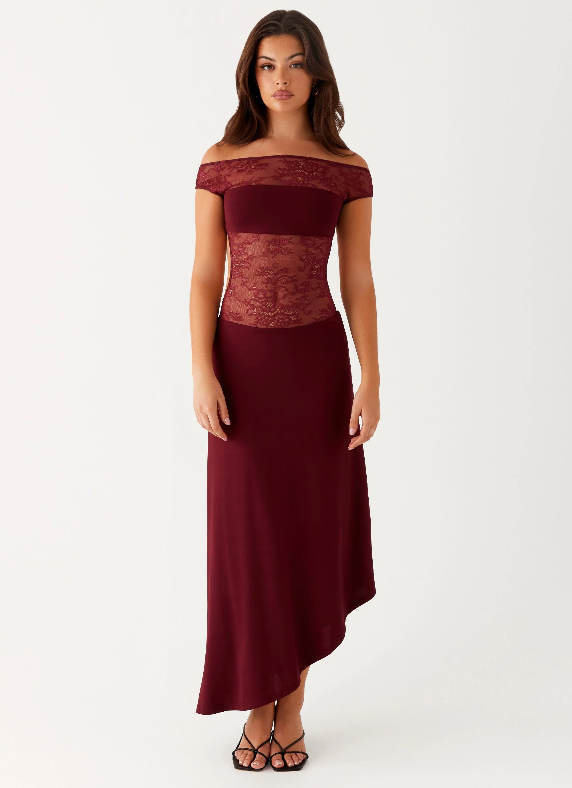 Francoise Lace Midi Dress - Burgundy - Image 2
