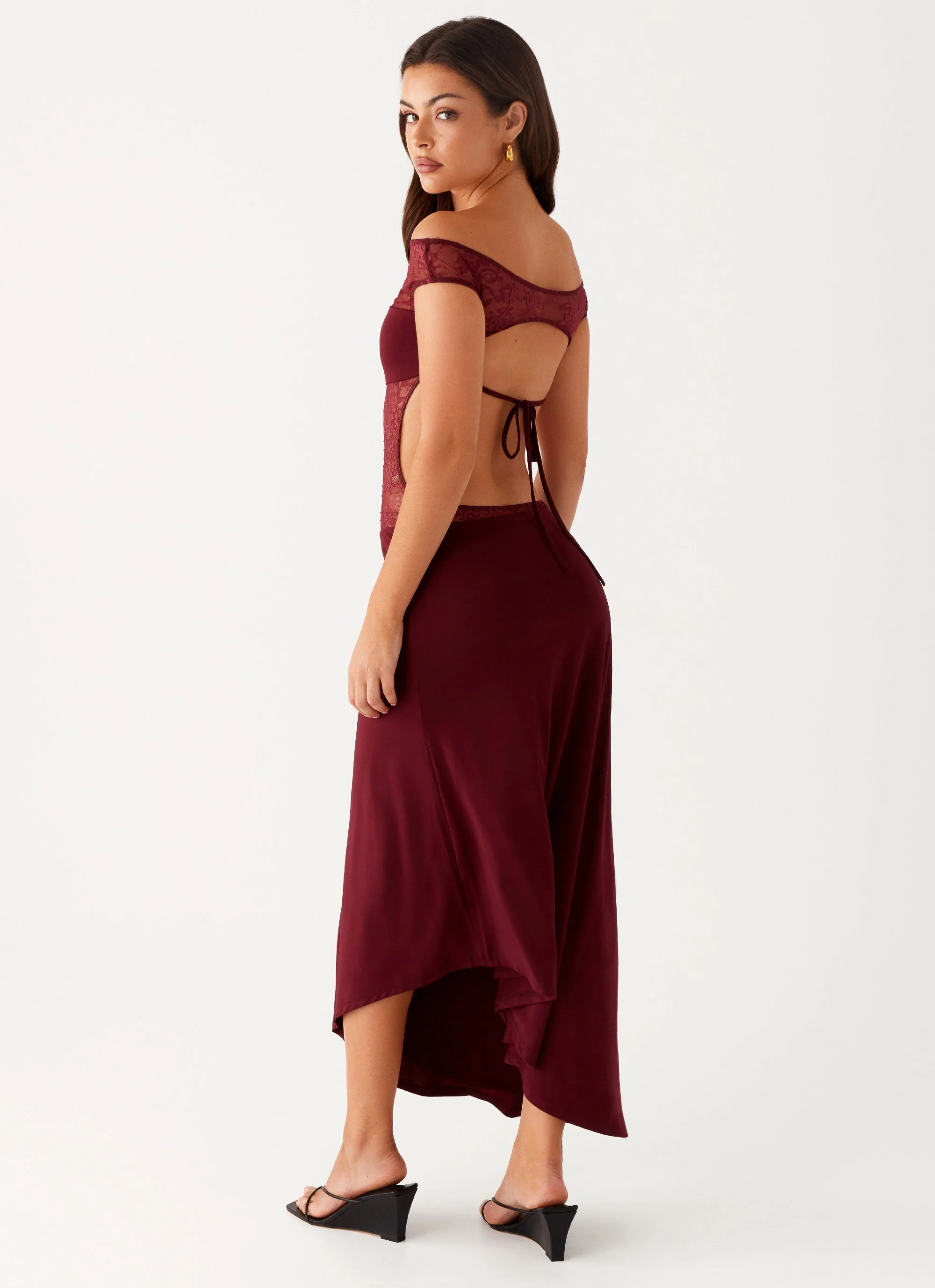Francoise Lace Midi Dress - Burgundy - Image 5