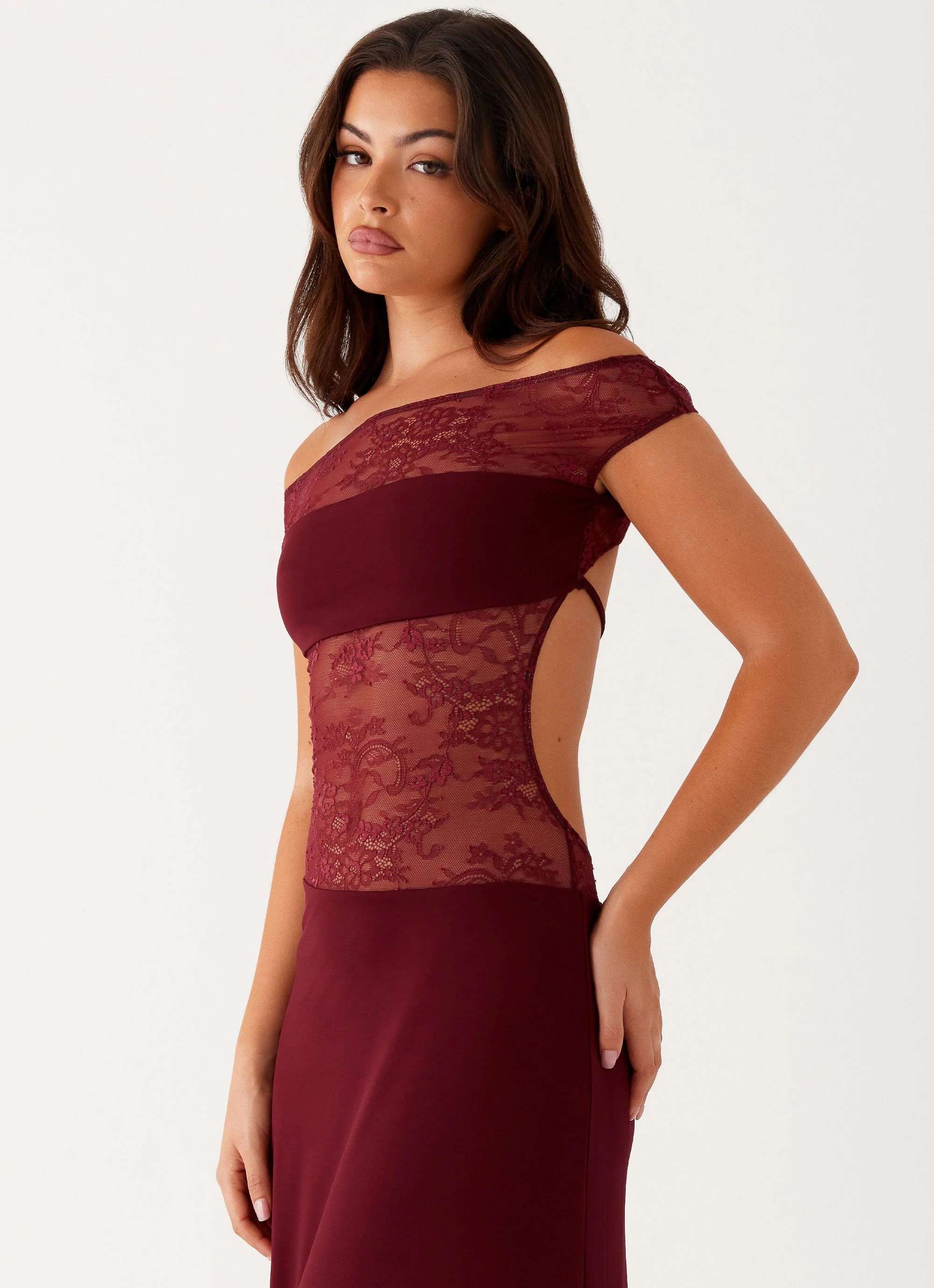 Francoise Lace Midi Dress - Burgundy - Image 7