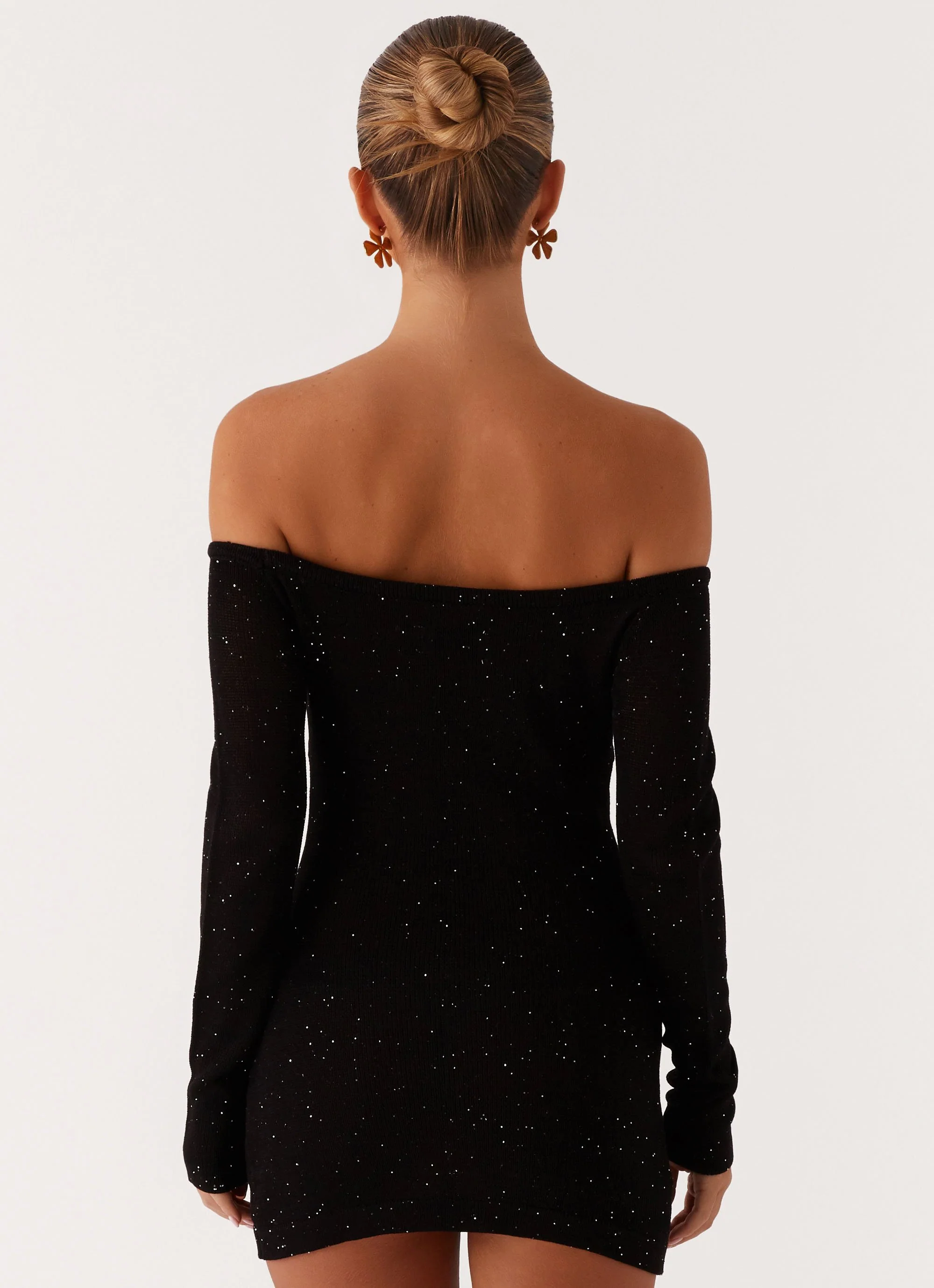 Gabriela Off Shoulder Mini Dress - Black - Image 5