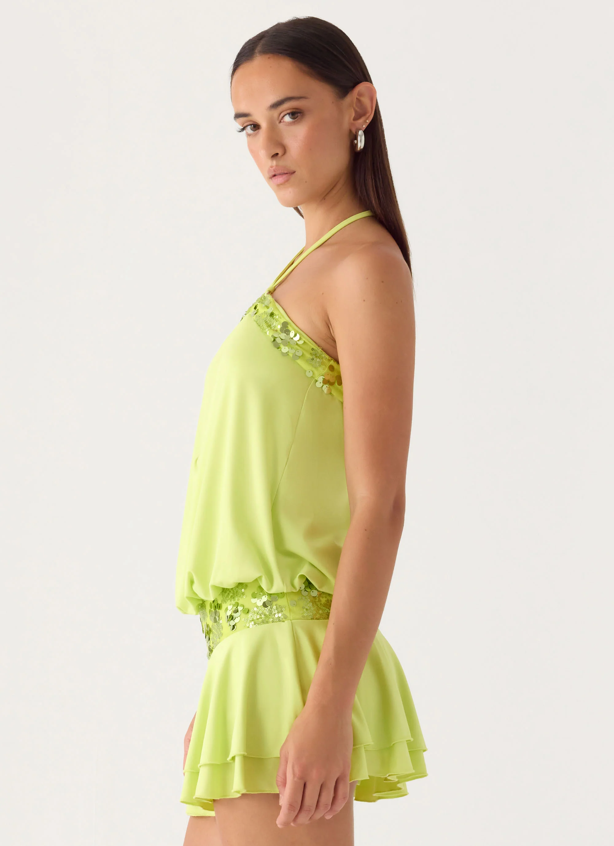 Gala Sequin Mini Dress - Lime - Image 2