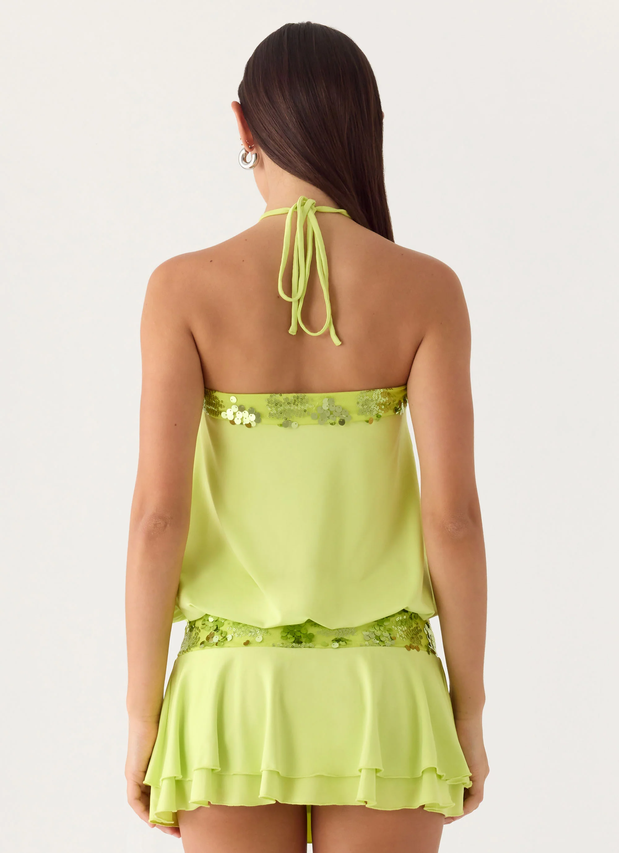 Gala Sequin Mini Dress - Lime - Image 3