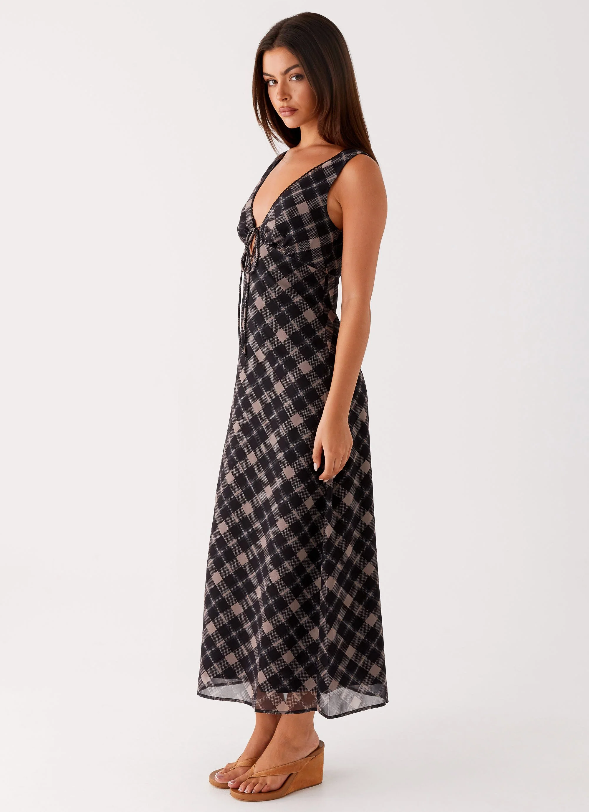 Gianna Midi Dress - Taupe Check - Image 3