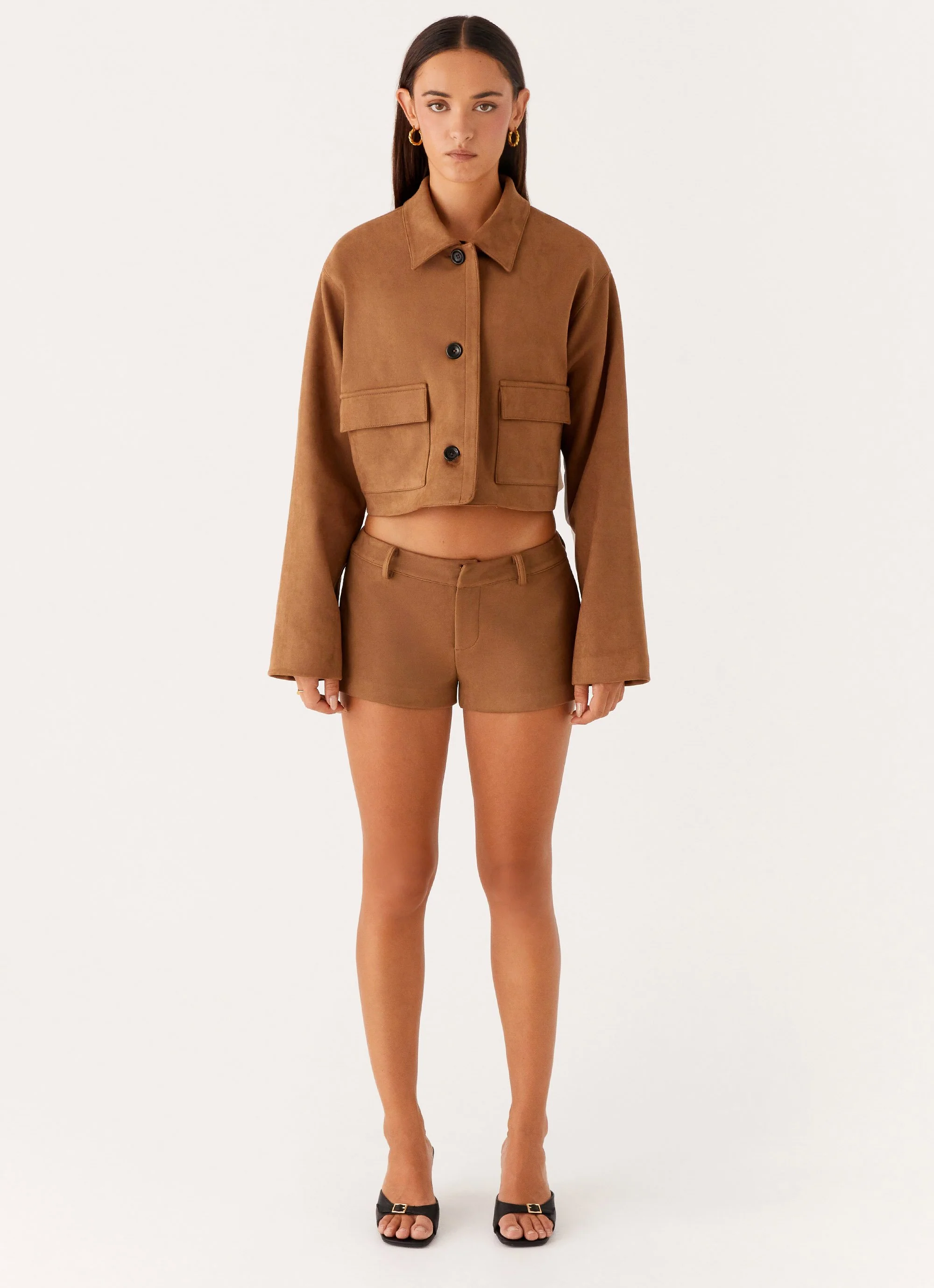 Gio Crop Jacket - Brown - Image 3