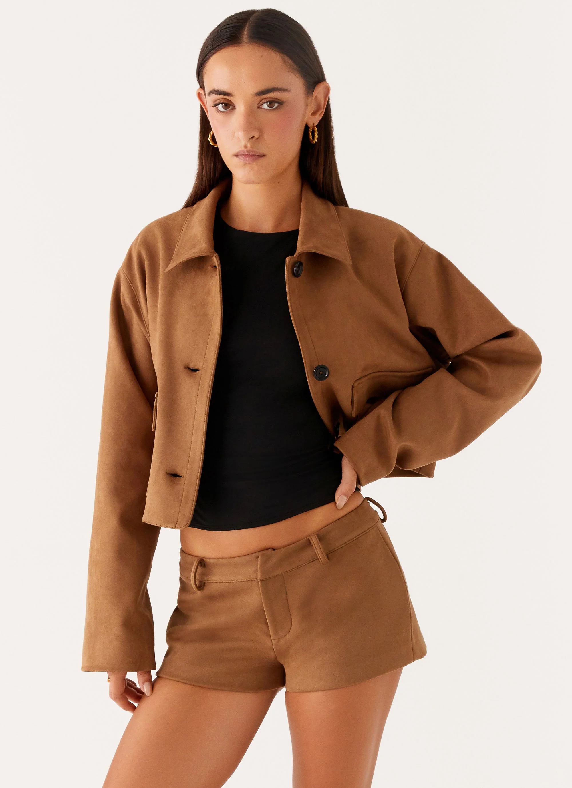 Gio Crop Jacket - Brown - Image 6