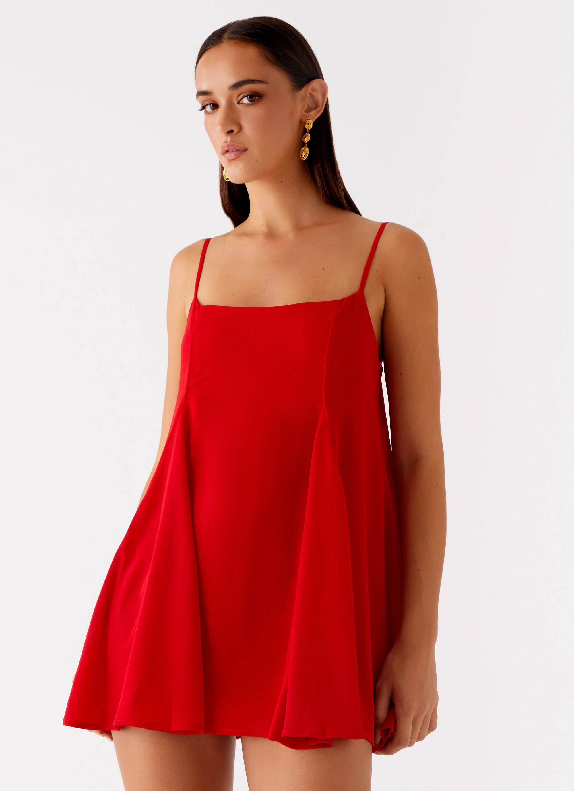 Godets Hem Mini Dress - Red - Image 6