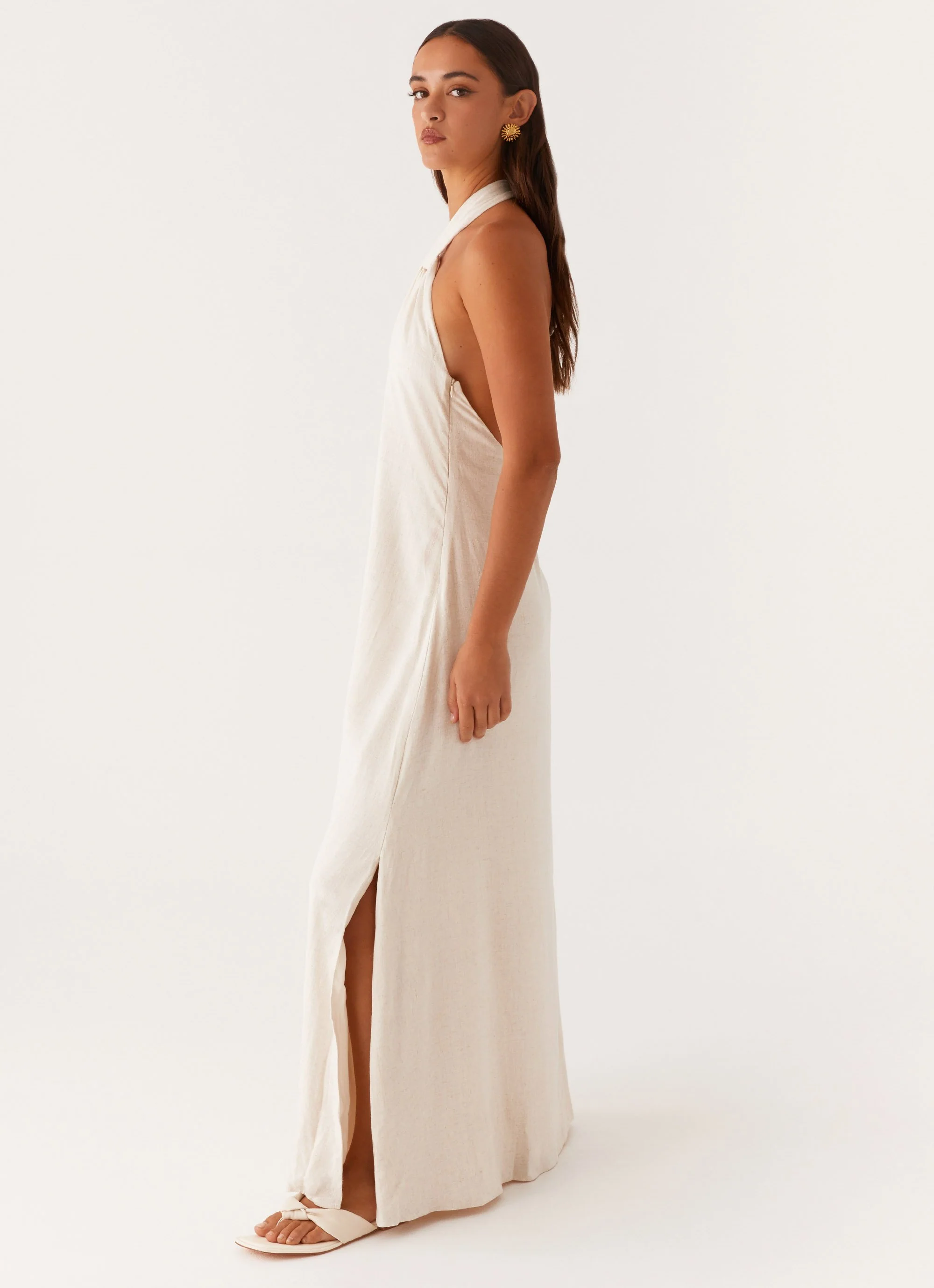 Golden Child Linen Maxi Dress - Oatmeal - Image 4