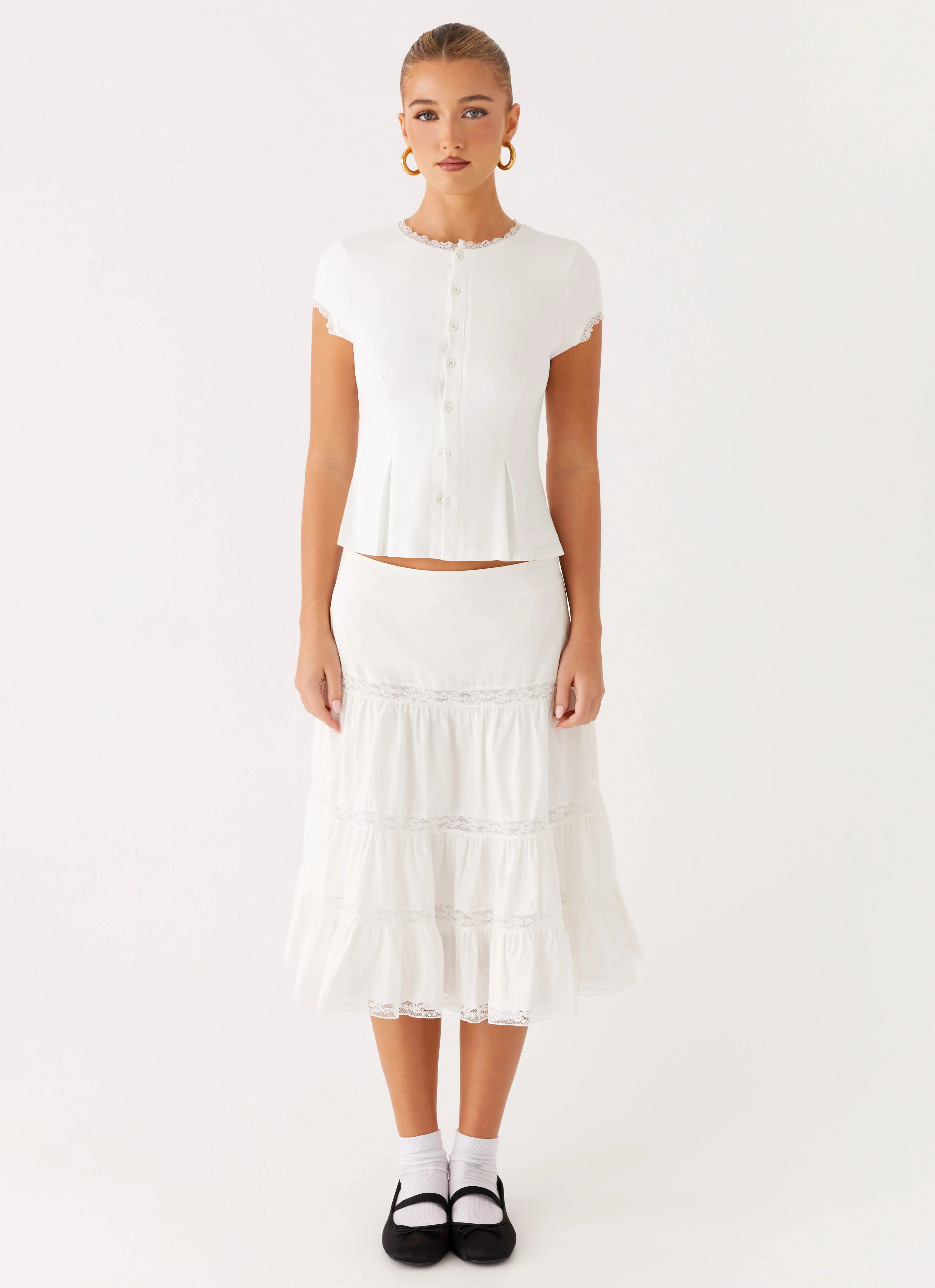 Good Vibes Midi Skirt - White - Image 2