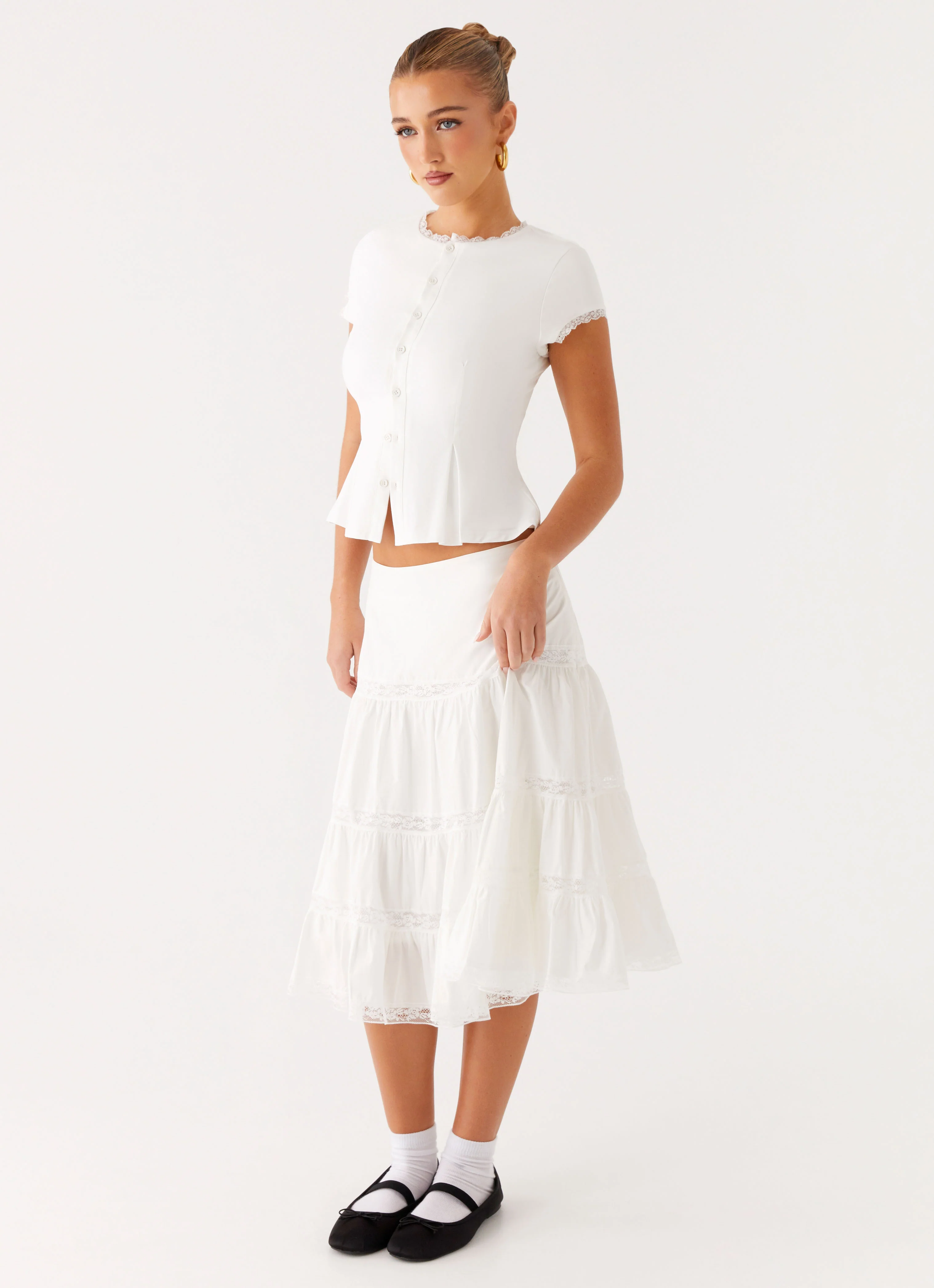 Good Vibes Midi Skirt - White - Image 3