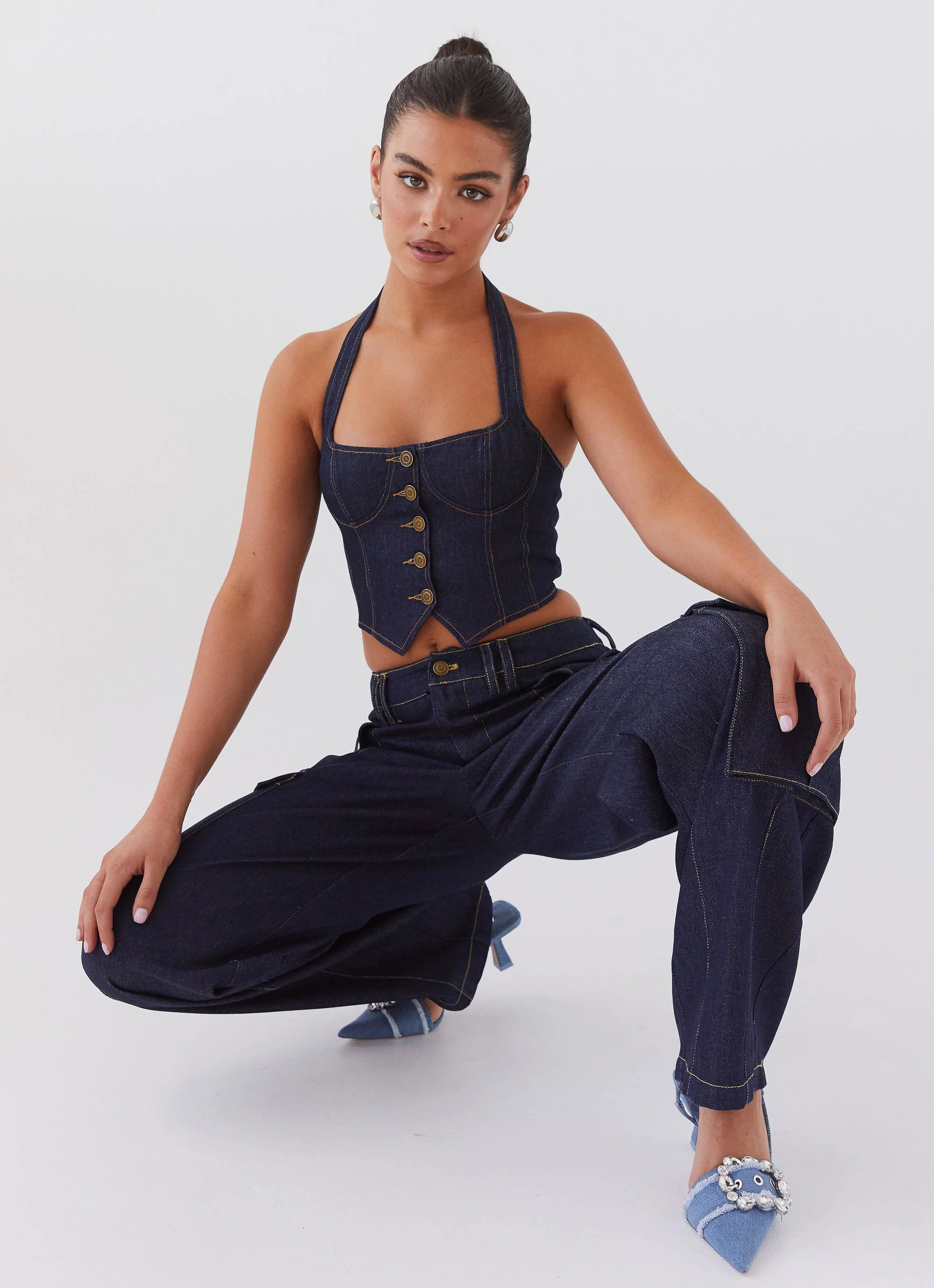 Greedy Denim Cargo Pants - Indigo - Image 8
