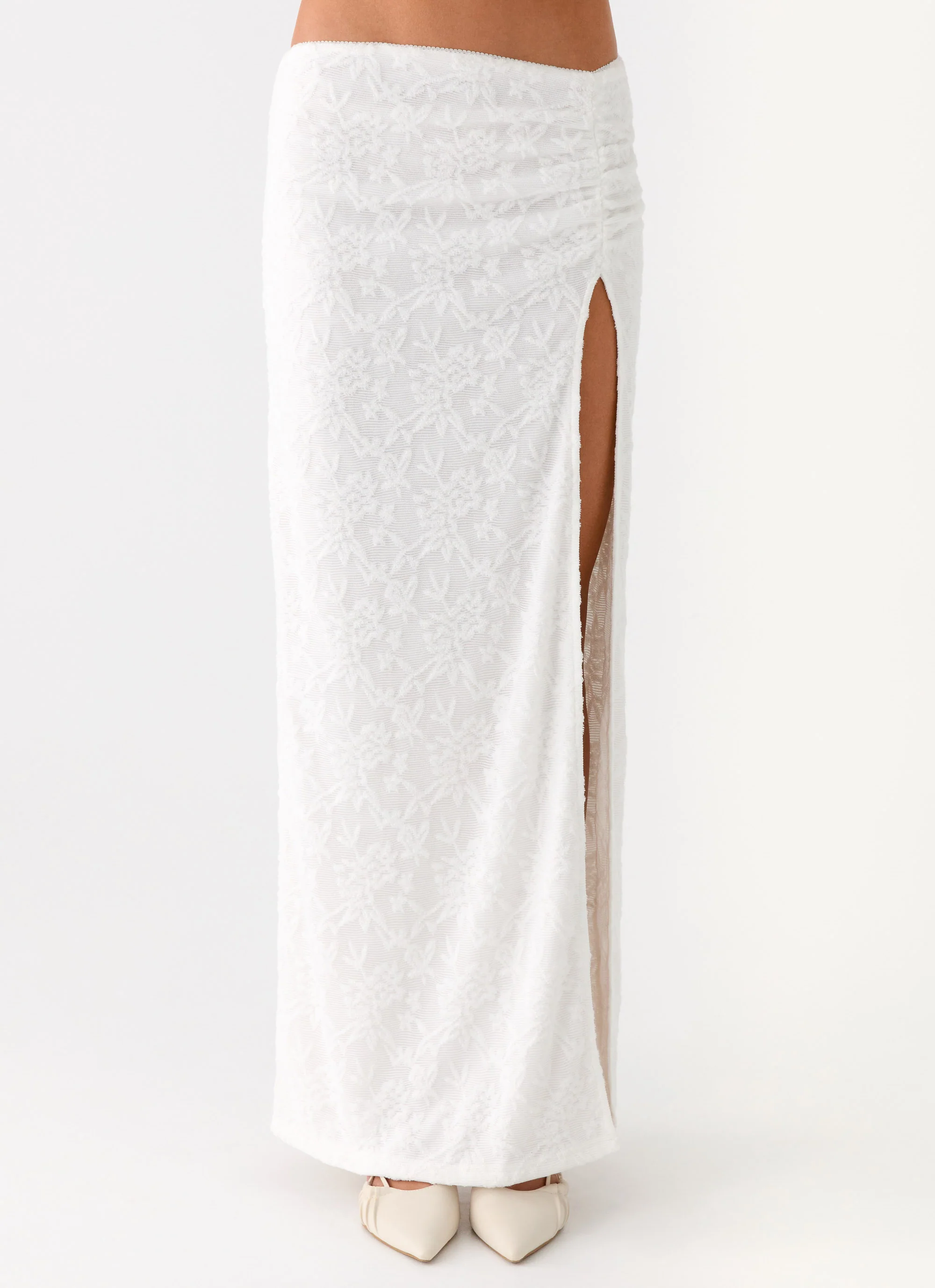 Griff Low Rise Jacquard Maxi Skirt - White - Image 2