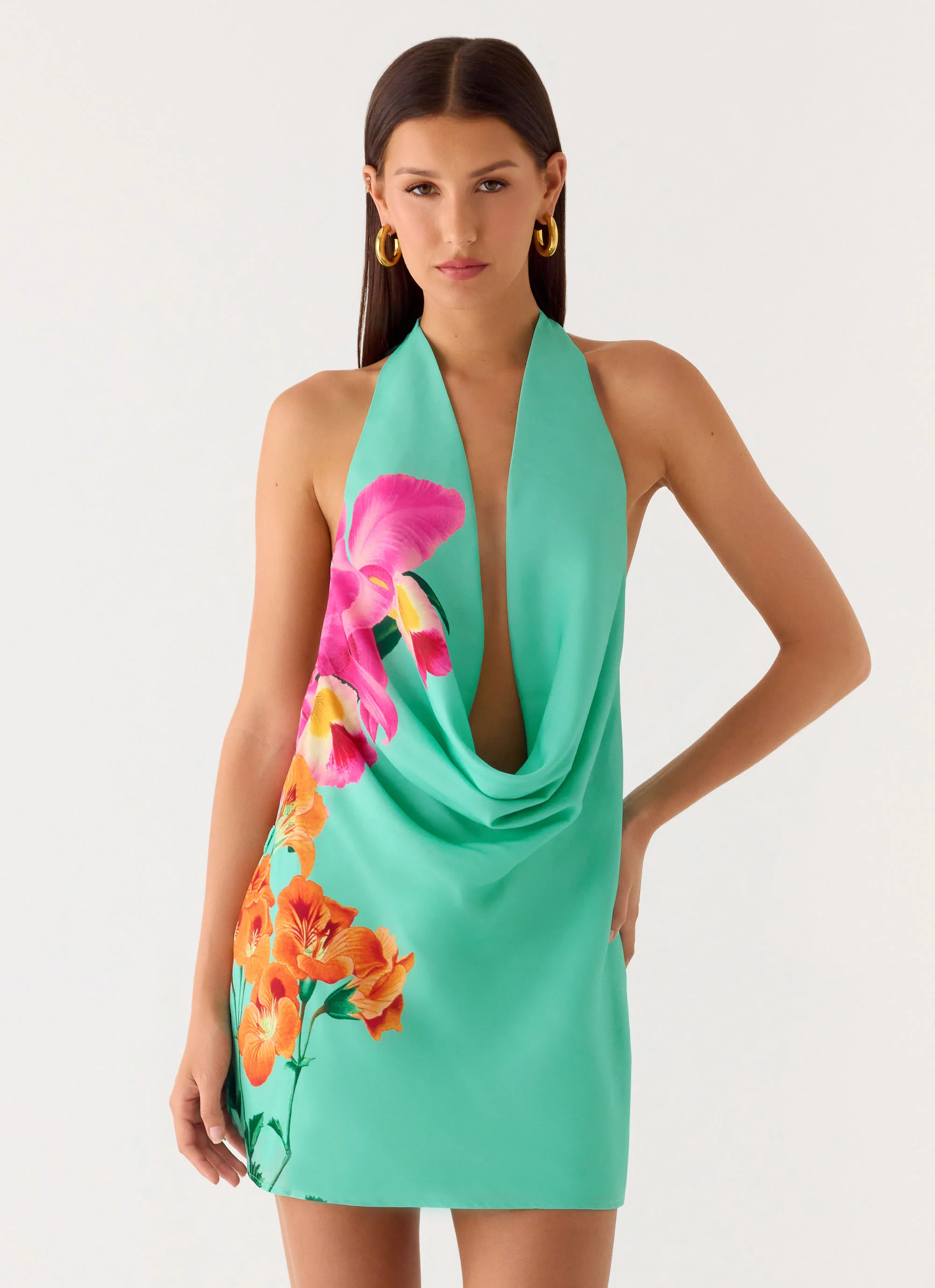 Halia Cowl Mini Dress - Jungle Bloom - Image 5