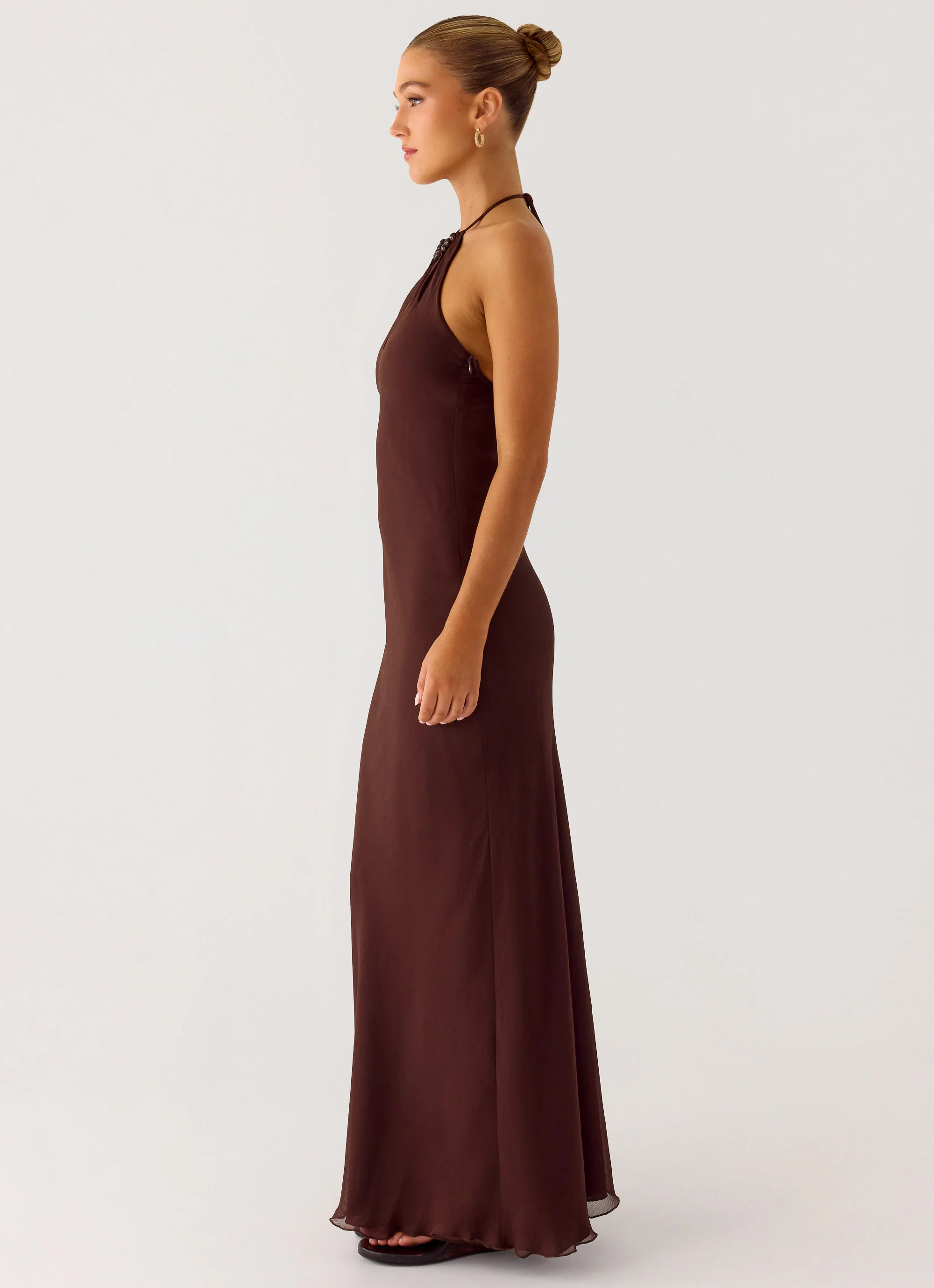 Harlyn Halter Maxi Dress - Chocolate - Image 2