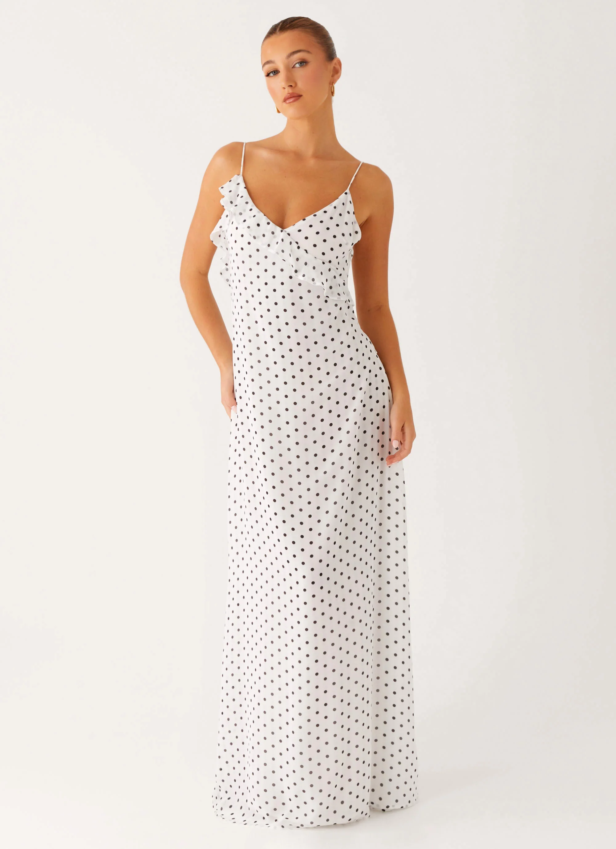 Harri Maxi Dress - White Polka Dot - Image 4