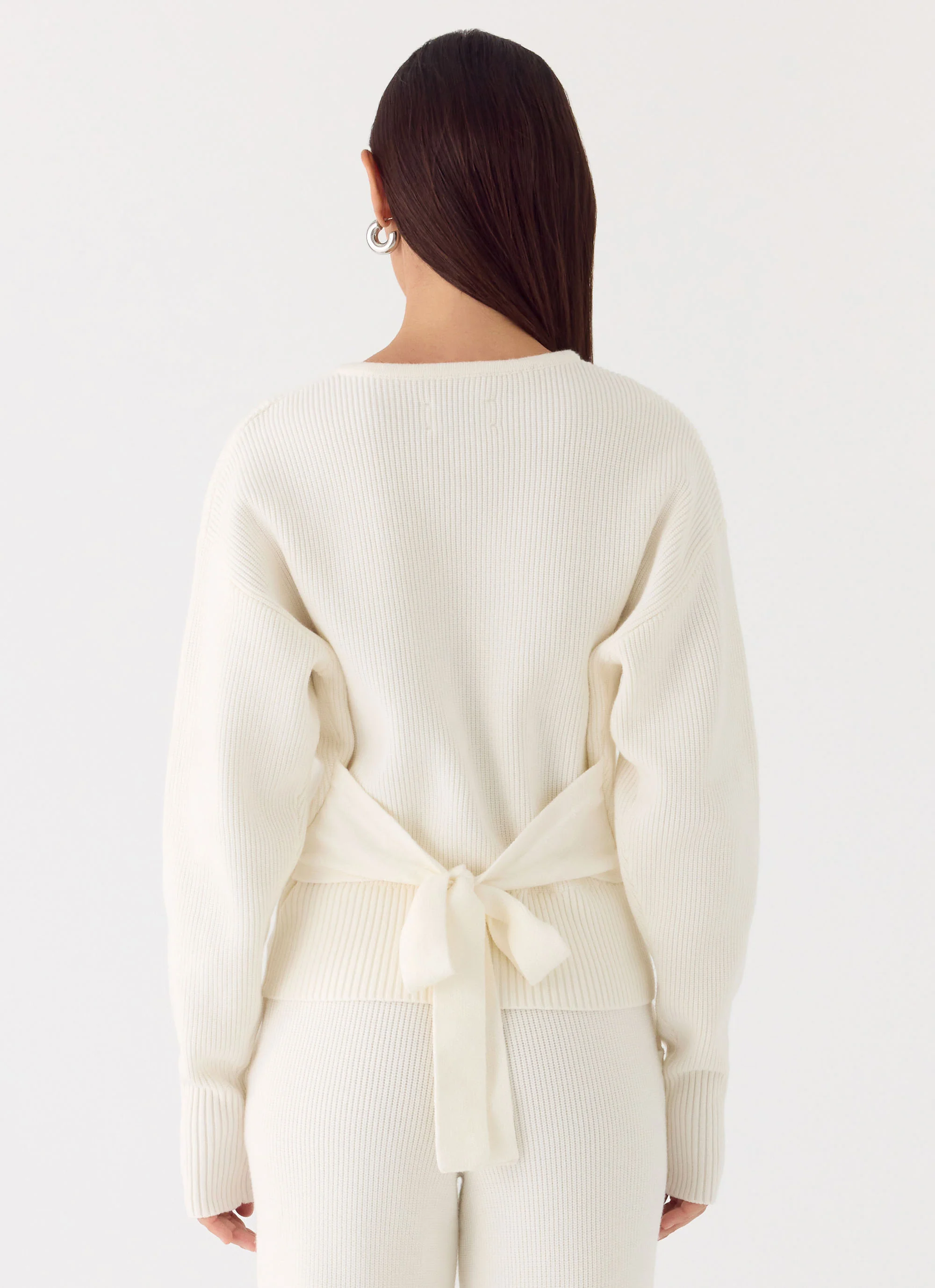 Harrison Cinched Knit Cardigan - Ivory - Image 2