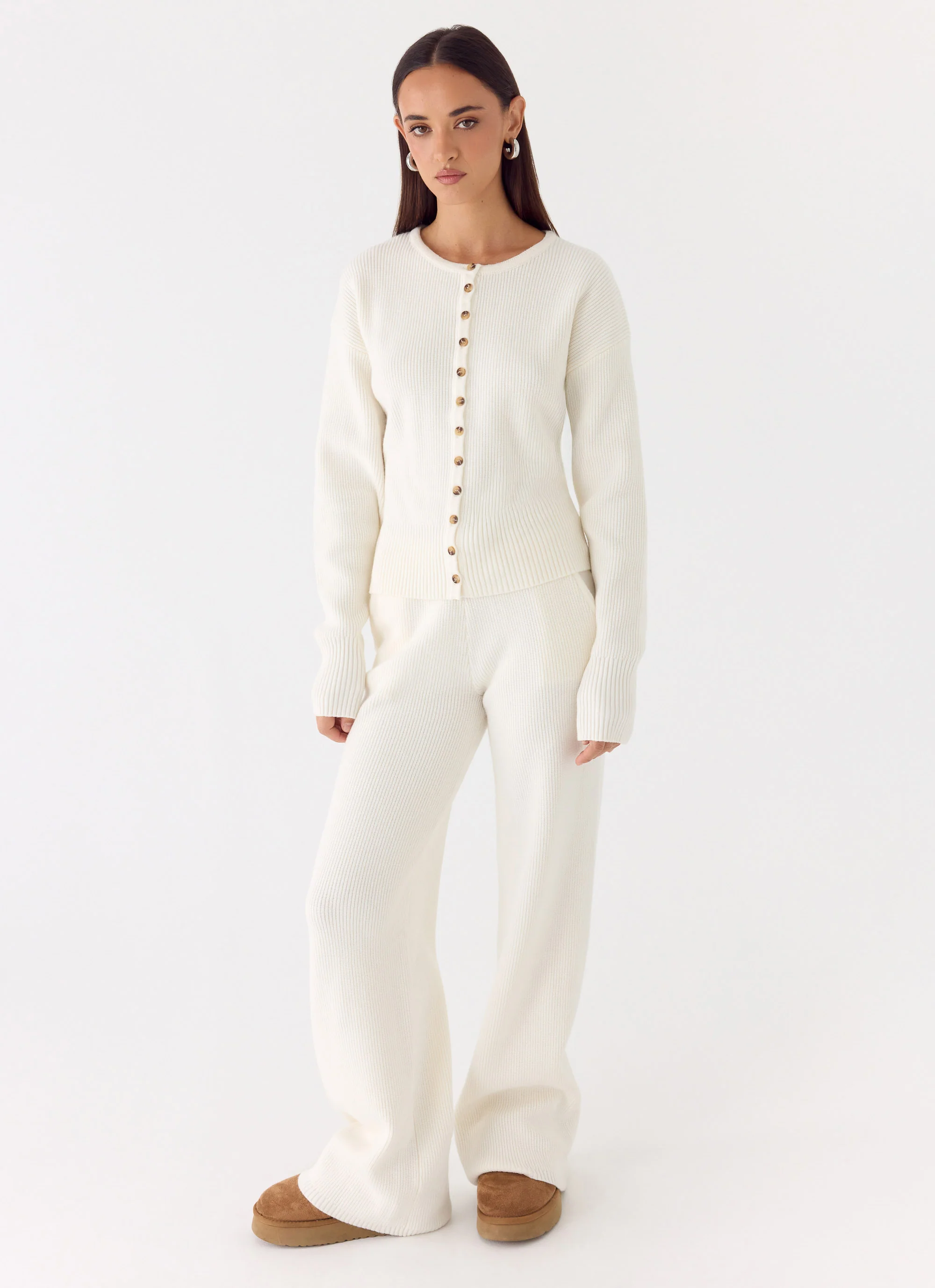 Harrison Low Rise Knit Pants - Ivory - Image 5