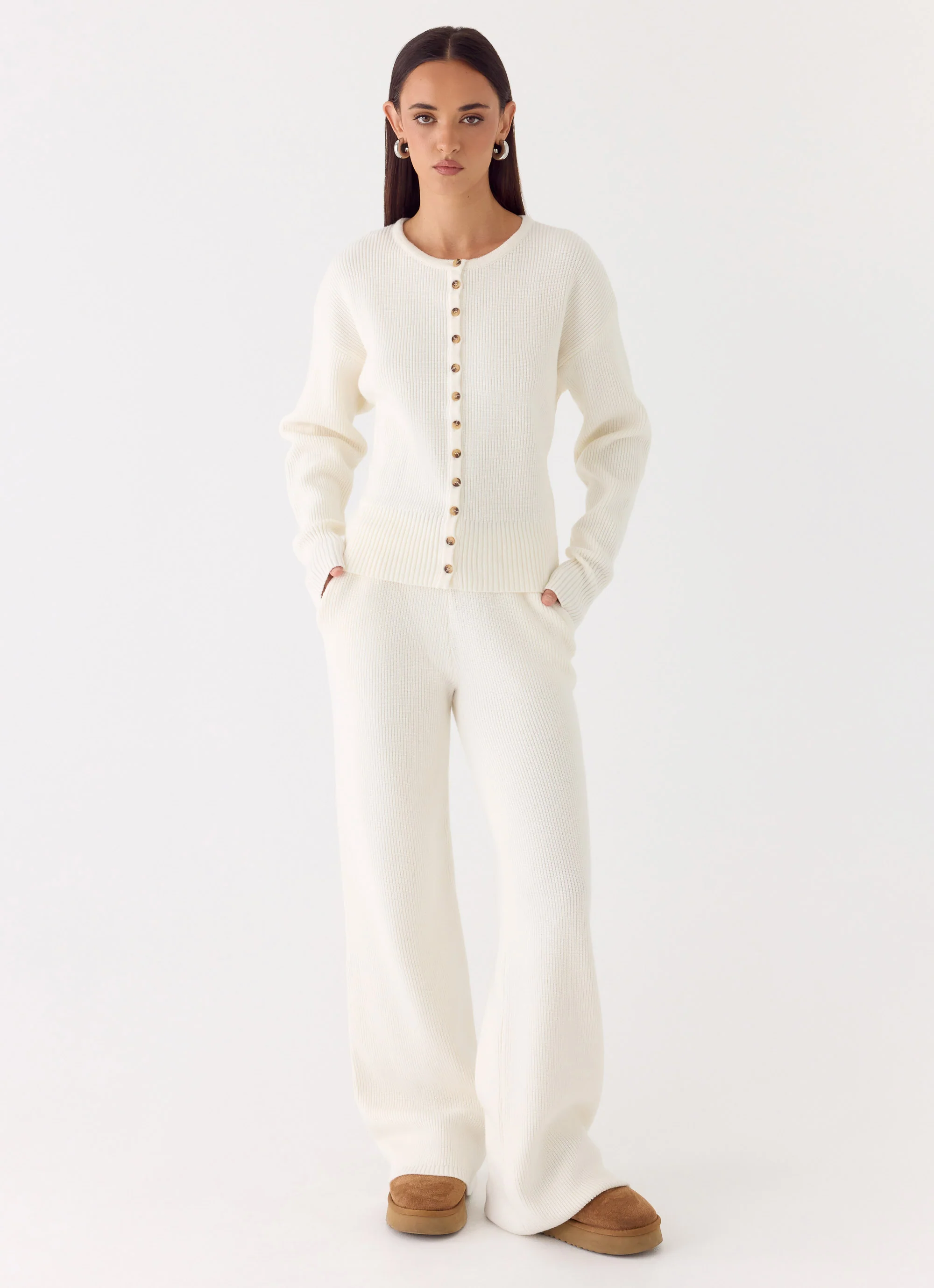 Harrison Low Rise Knit Pants - Ivory - Image 6