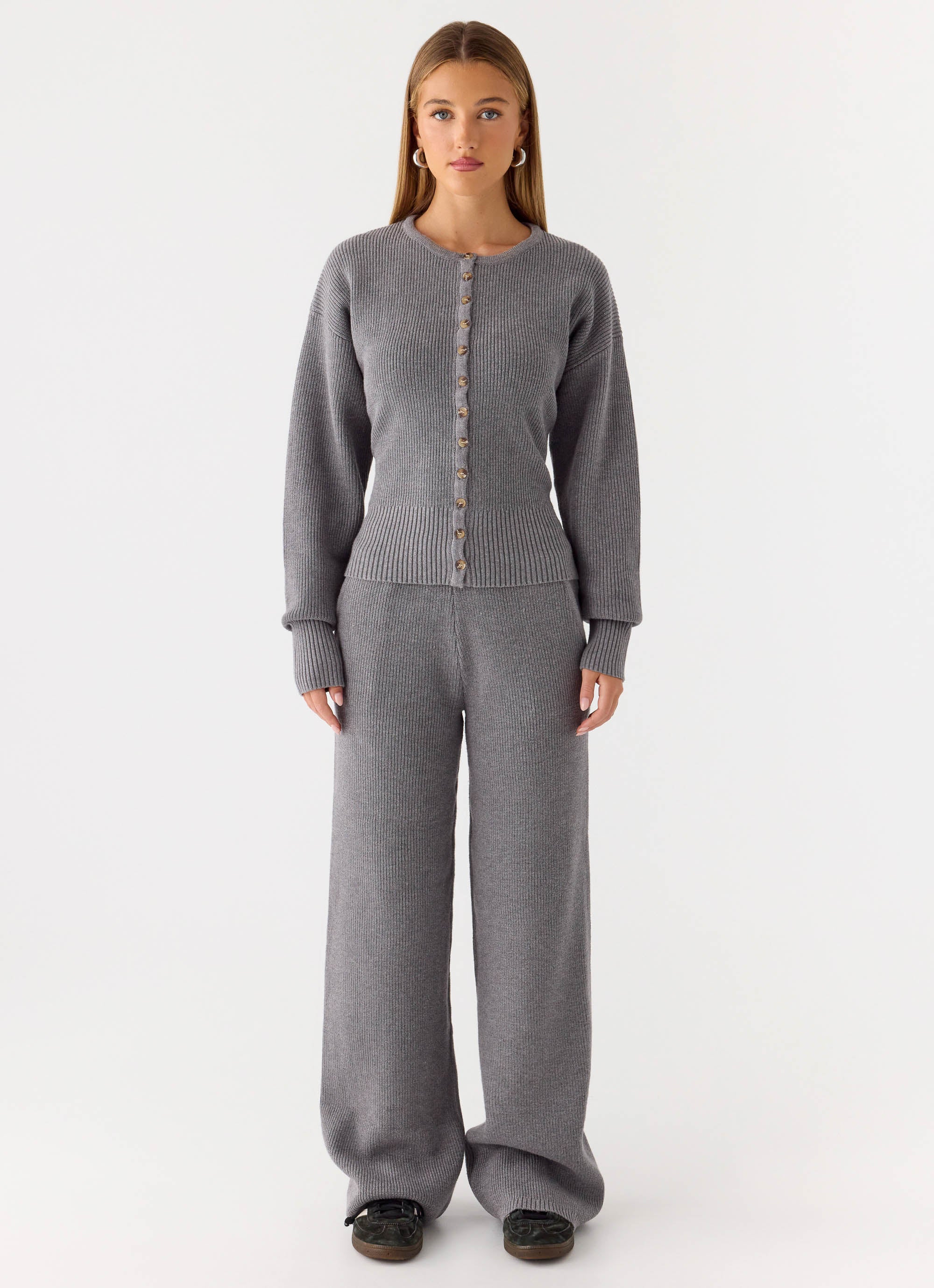Harrison Low Rise Knit Pants - Marle Grey - Image 2