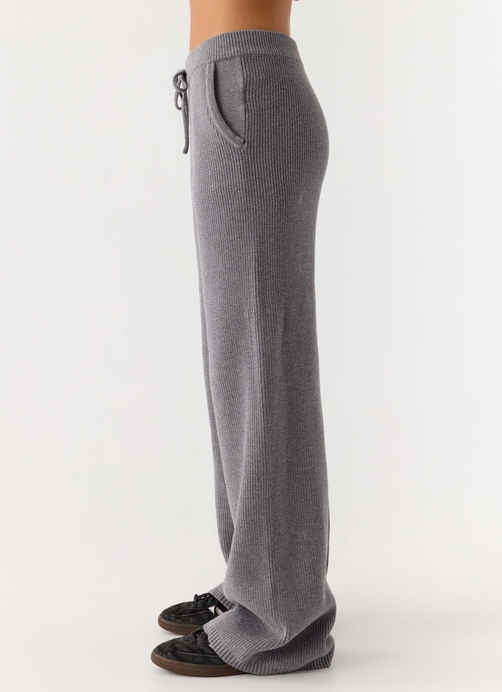 Harrison Low Rise Knit Pants - Marle Grey - Image 3