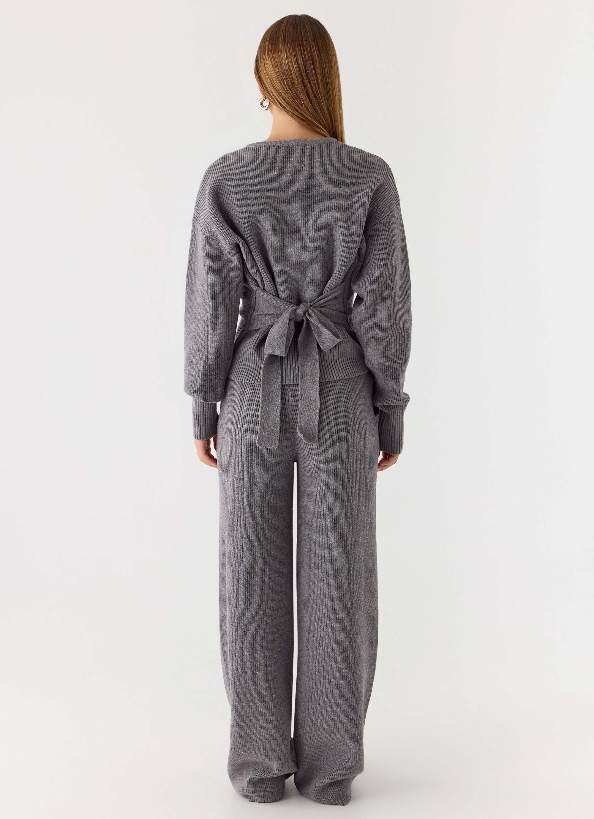 Harrison Low Rise Knit Pants - Marle Grey - Image 4