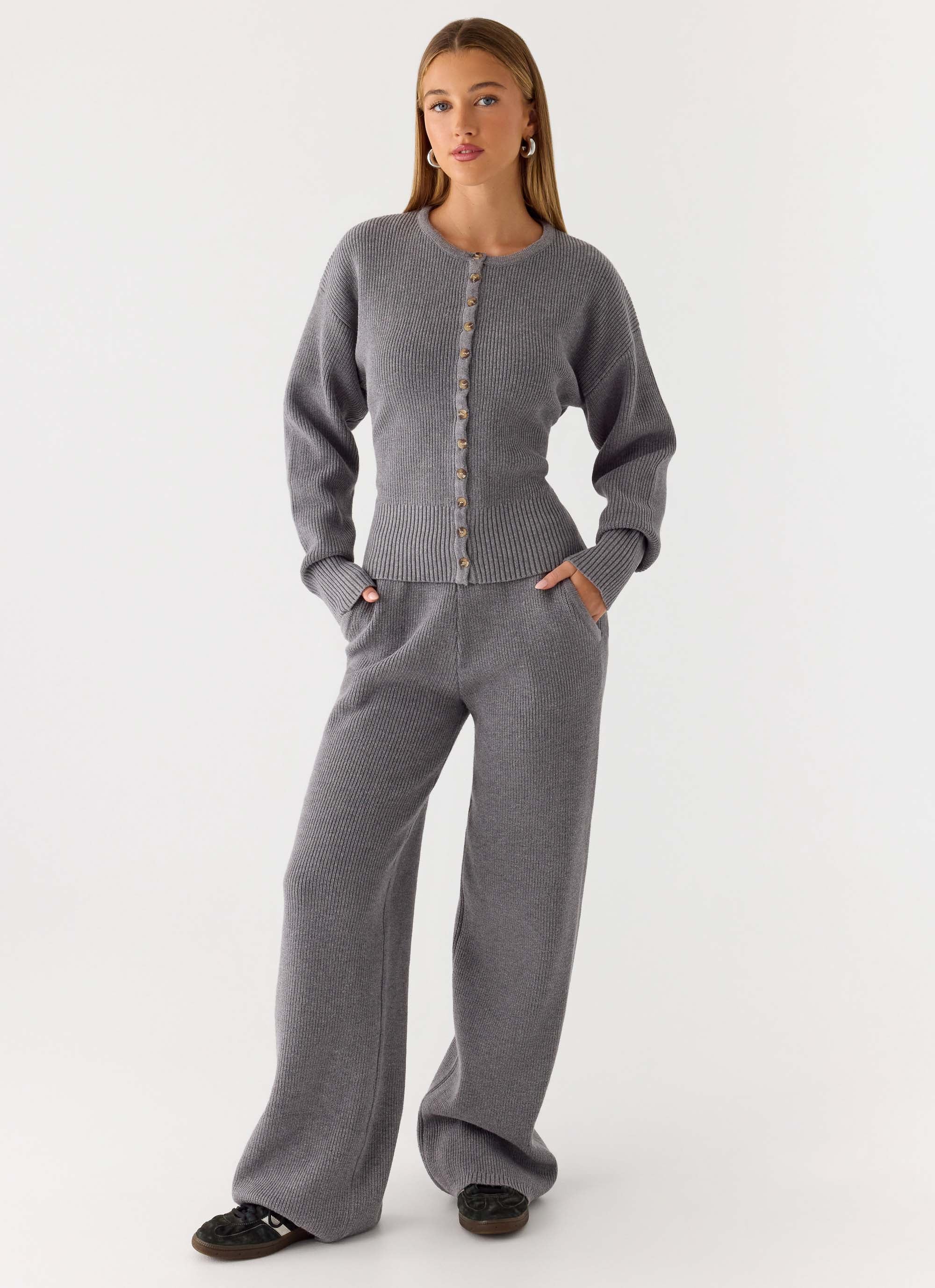 Harrison Low Rise Knit Pants - Marle Grey - Image 5