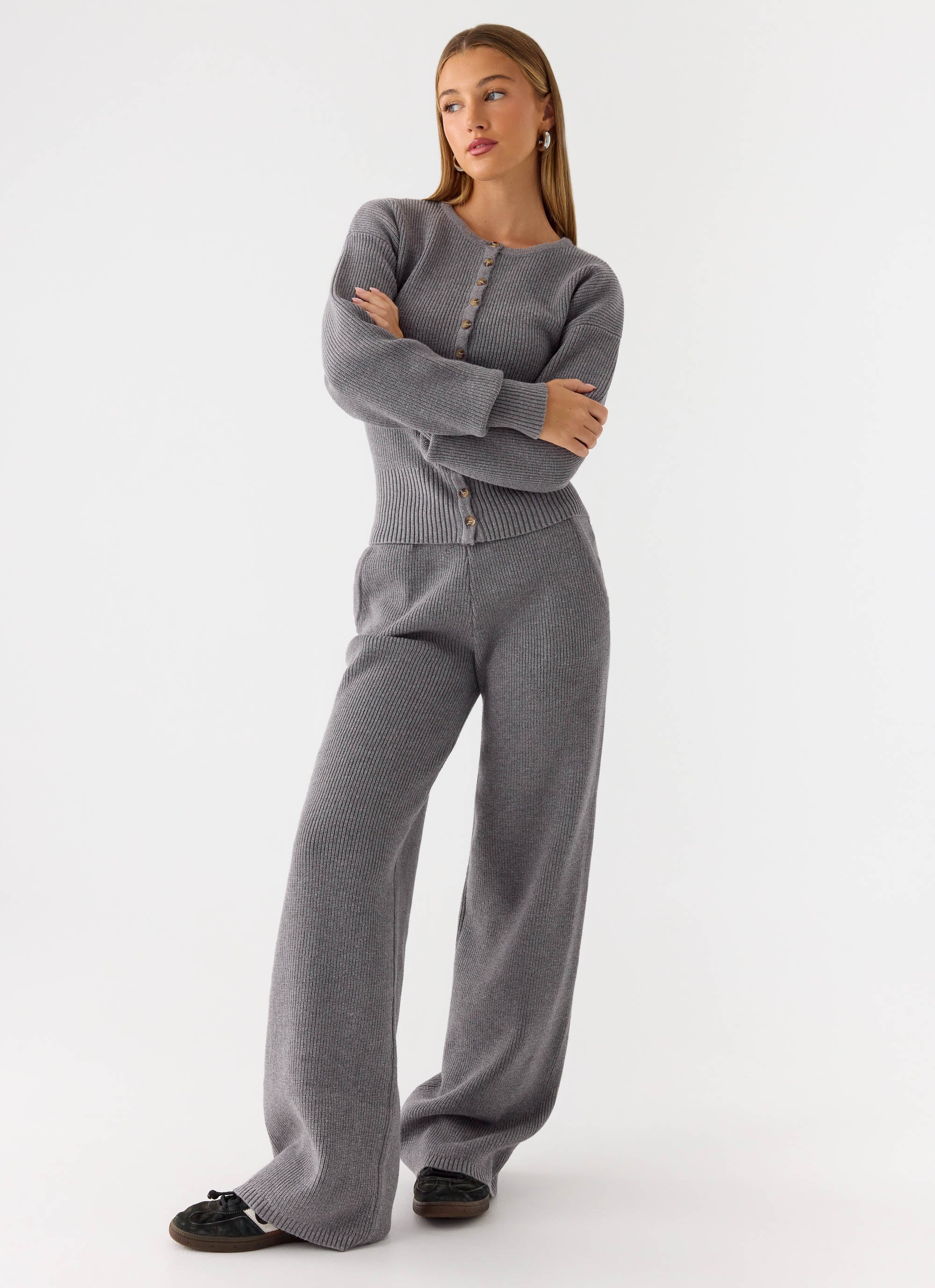 Harrison Low Rise Knit Pants - Marle Grey - Image 6