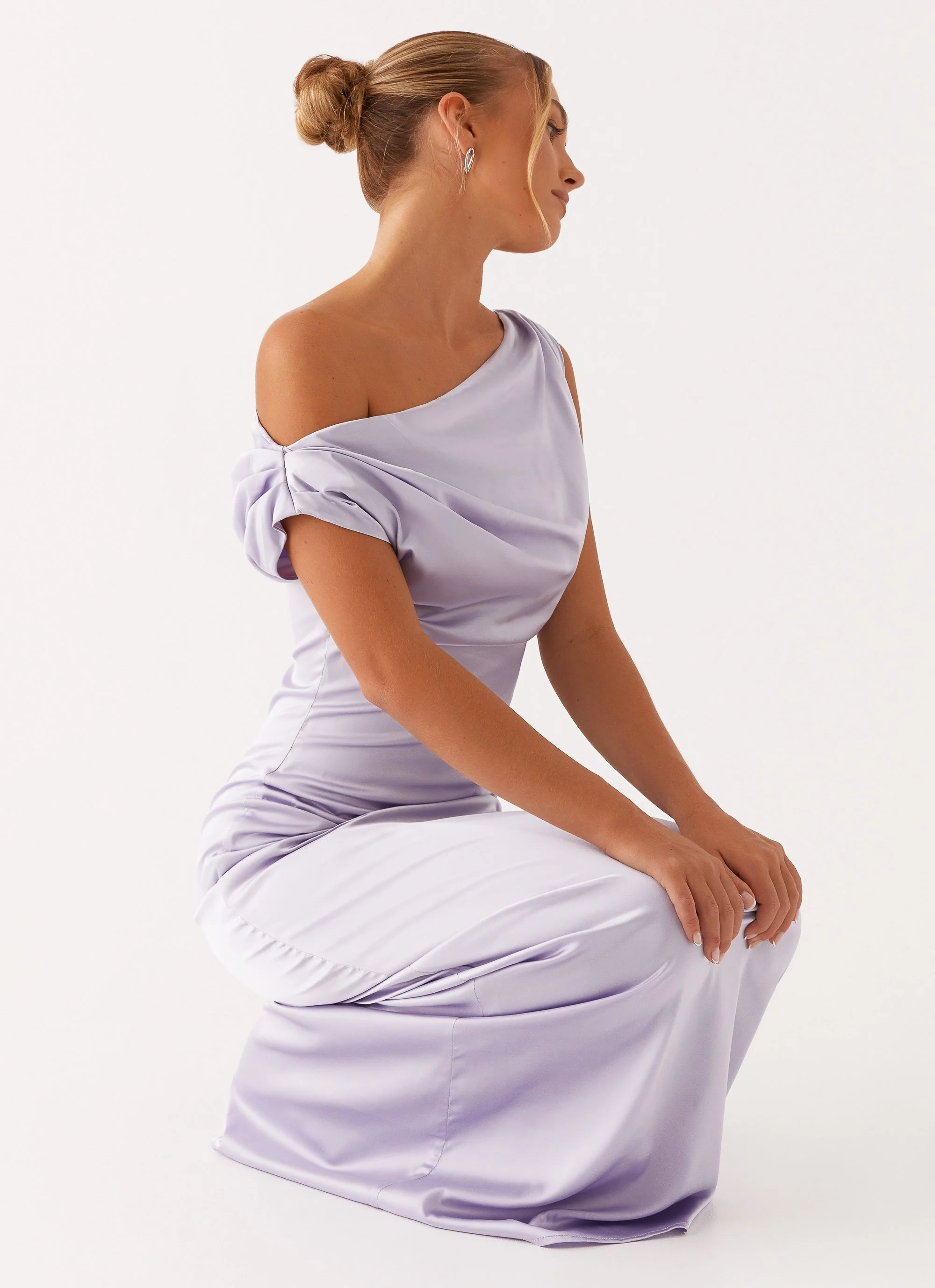 Heart Of Glass Satin Maxi Dress - Lilac - Image 5