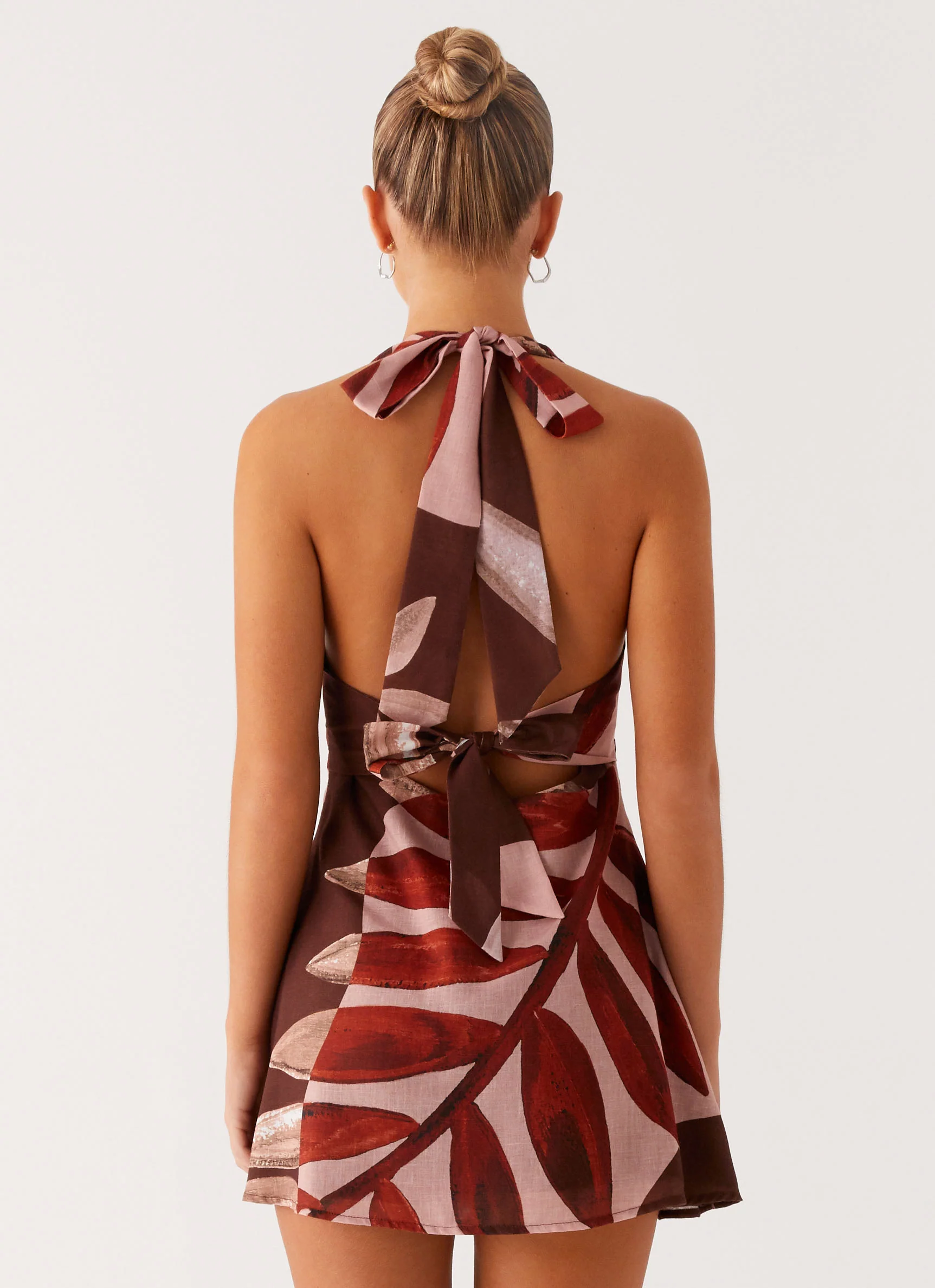 Heavy Hearted Linen Mini Dress - Cinnamon Palm - Image 4