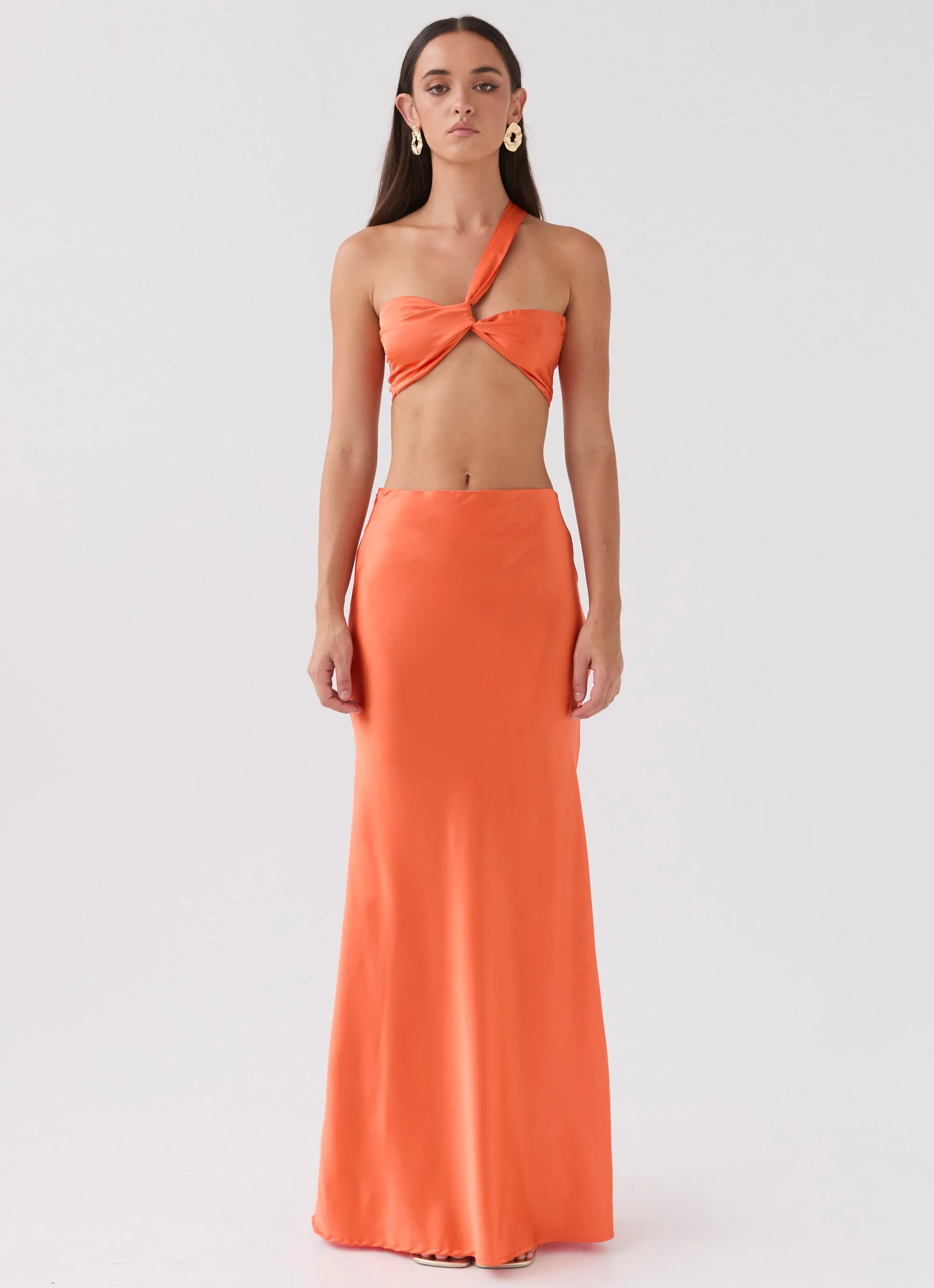 Hidden Oasis Satin Top - Tangerine - Image 4